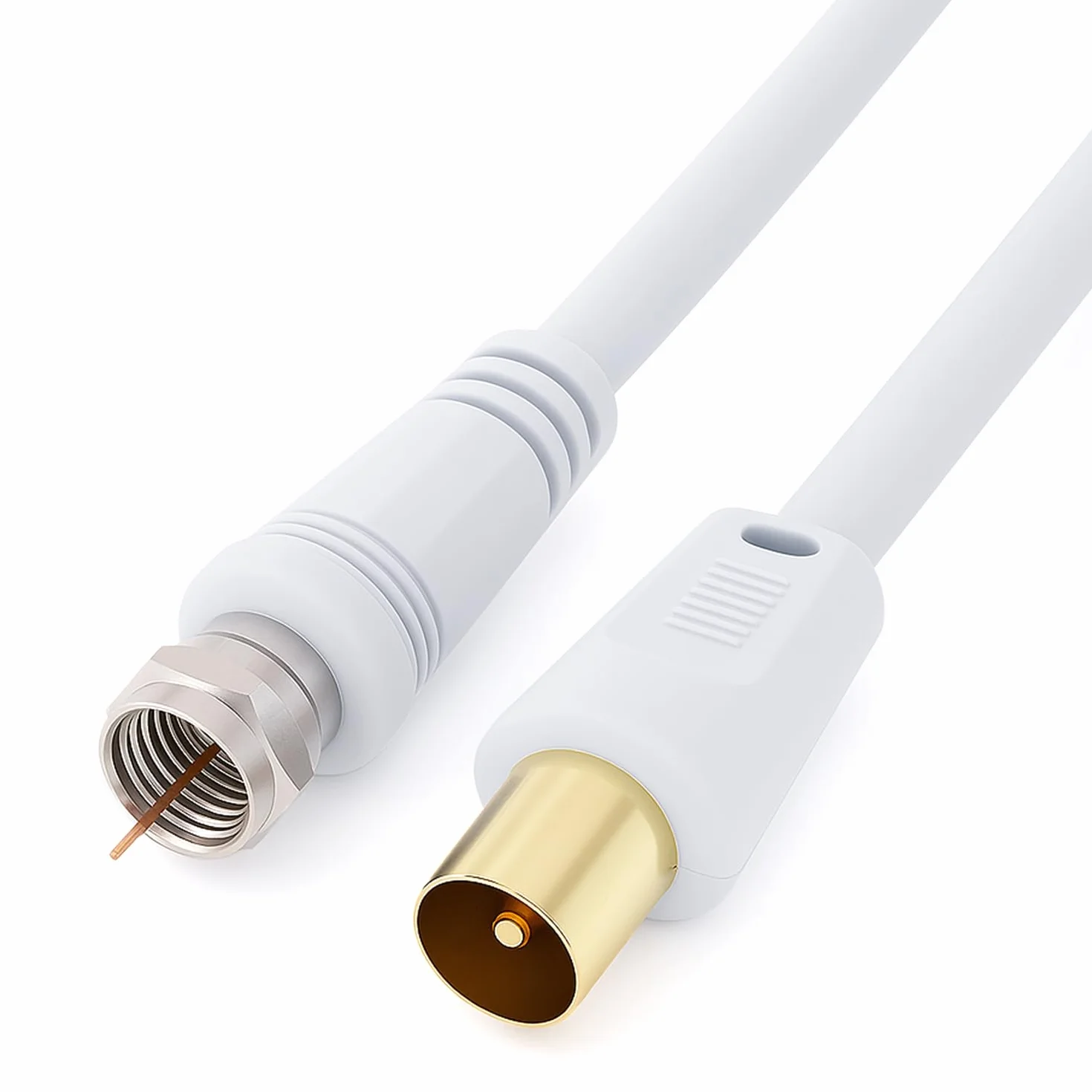 Keple Câble coaxial F-plug vers RF M-plug pour satellite Sat Freesat Sky Virgin BT TV HDTV DVB DVD Radio/Coax Antenne Freeview Coaxial Coax Antenne Adaptateur Câble TV - 1 m Blanc