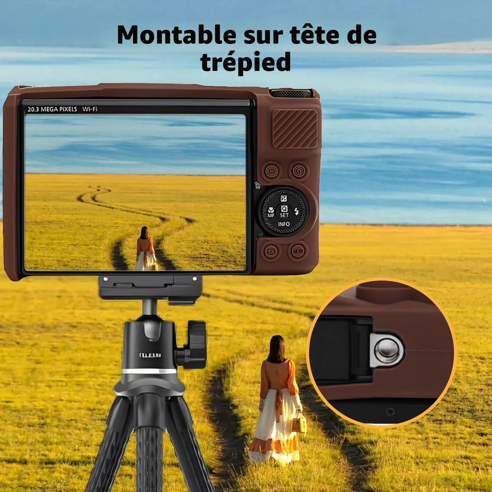 MUZIRI KINOKOO Étui en silicone compatible avec appareil photo numérique Canon Powershot SX740/SX730 HS - Housse de protection en caoutchouc souple avec couvercle d'objectif amovible - Antidérapant et