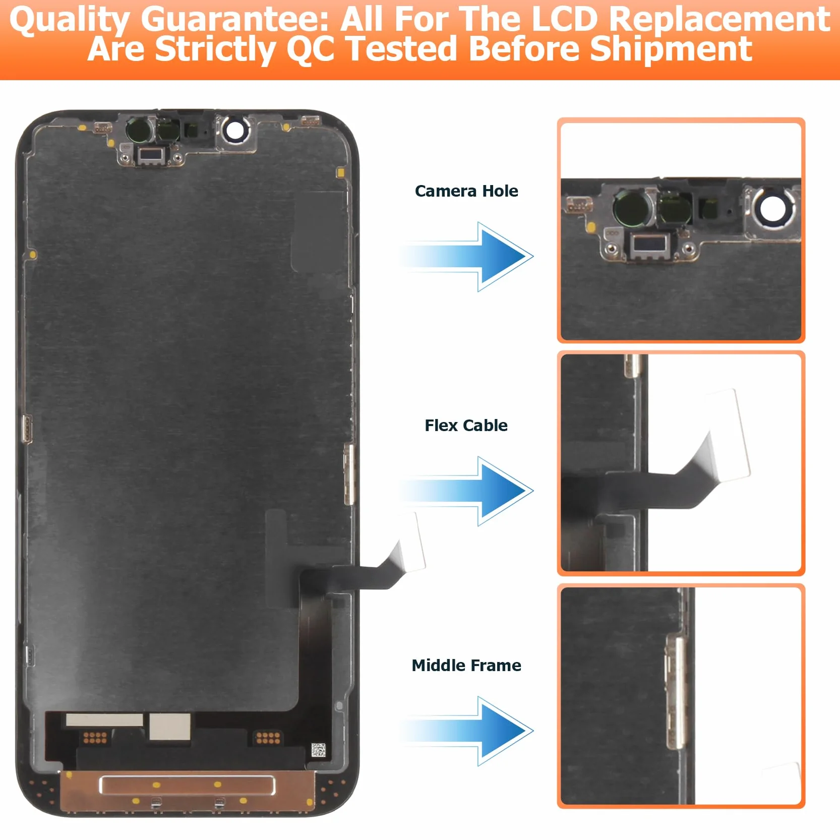 AGCUT Écran LCD pour iPhone 14 LCD Affichage pour iPhone 14 A2882 A2649 A2881 A2884 A2883 6,1" Incell 3D Touch LCD Display Ecran Replacement Tactile Numériseur Complet avec Réparation - Noir