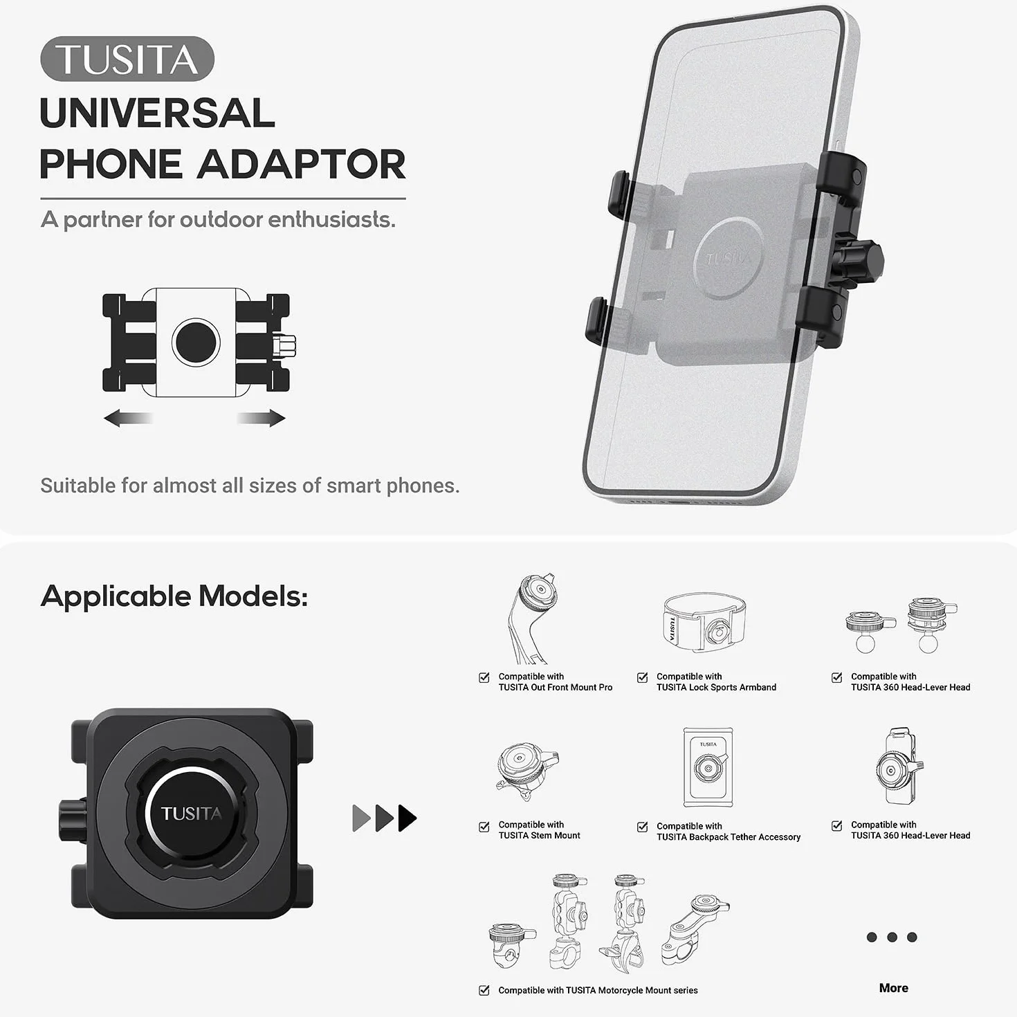TUSITA Lock Support de Téléphone Universel Adaptateur Pince Compatible Quad Lock