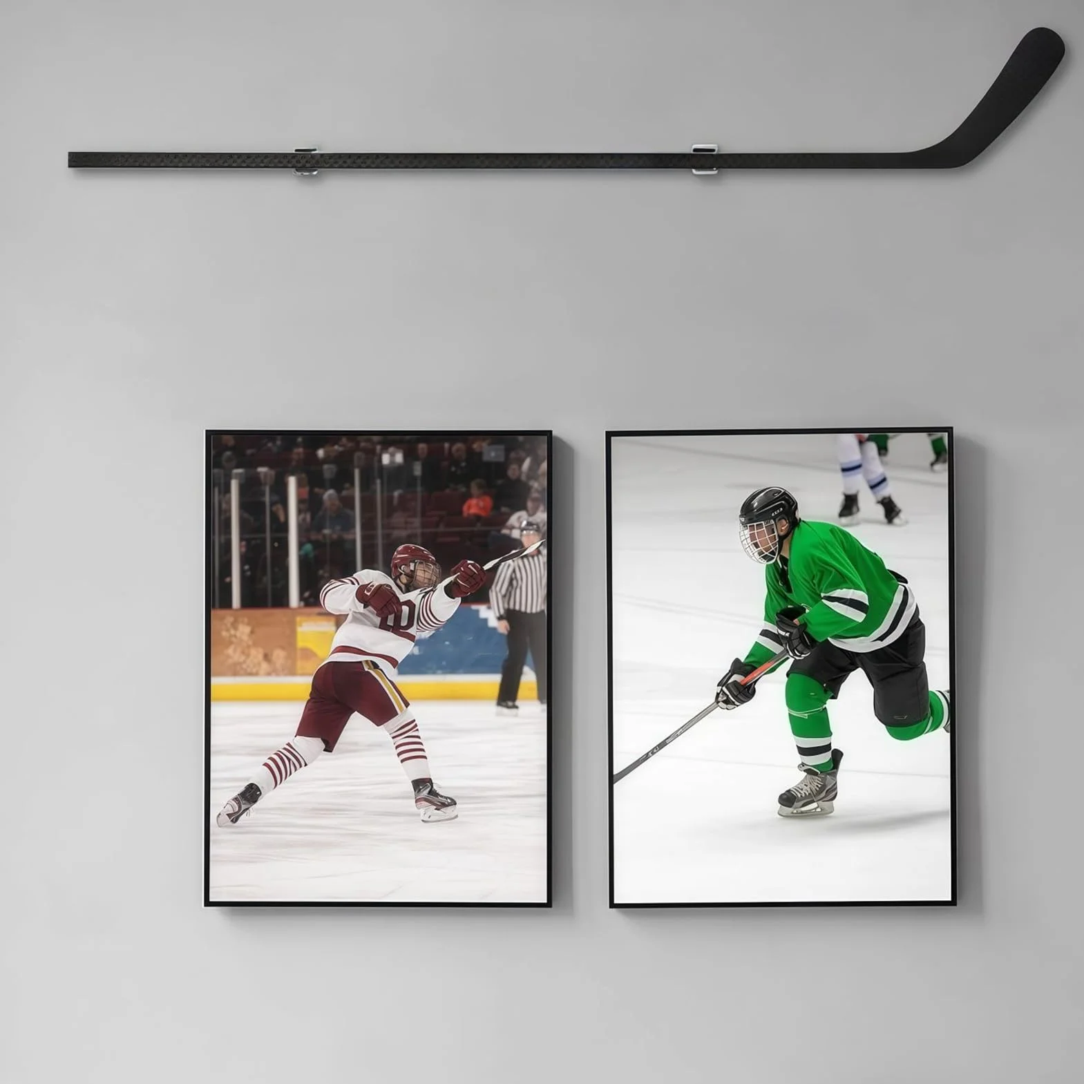 Support Mural pour Crosse de Hockey 2 Pièces Fixation Rangement Horizontal Anti-Rayure