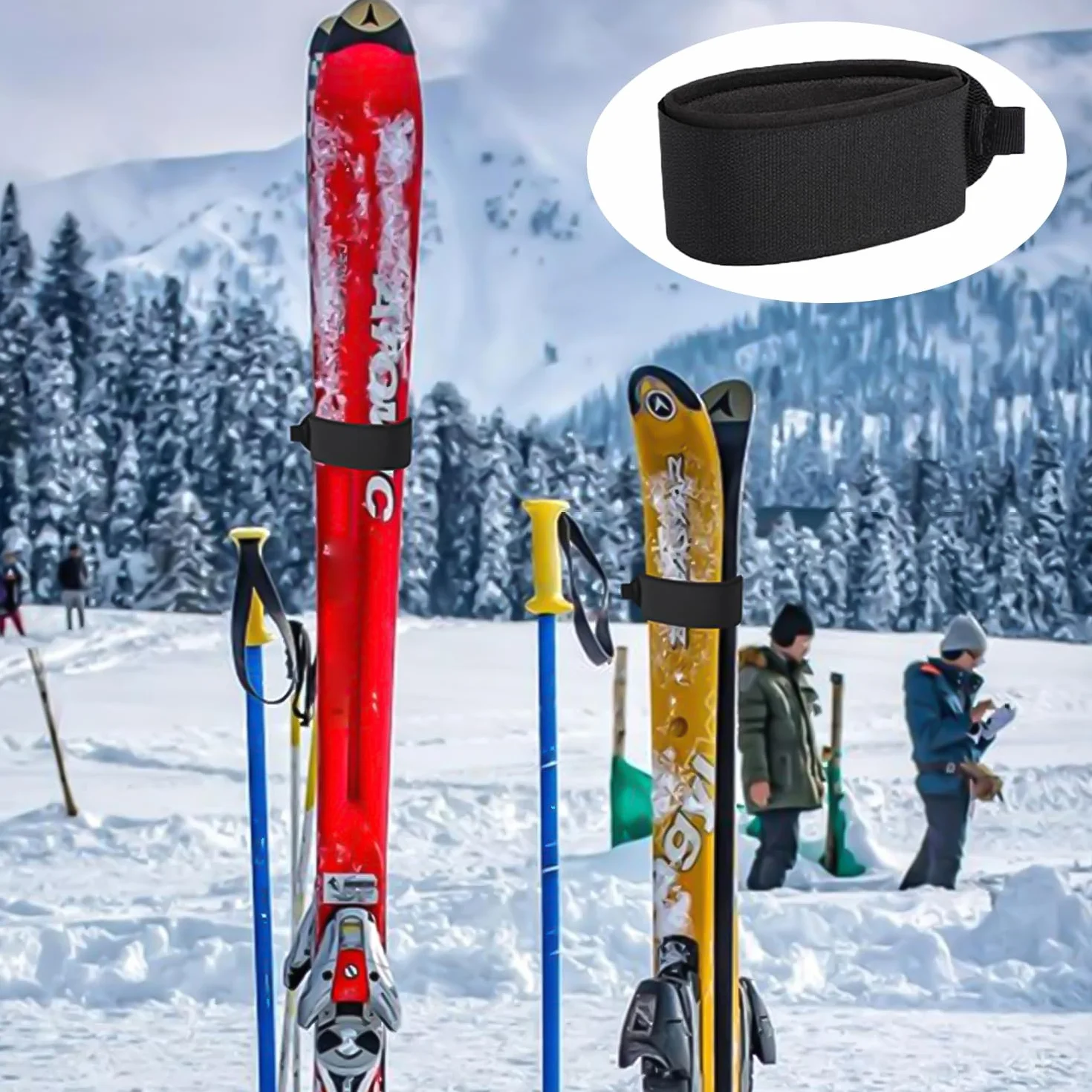 Sangles de Ski 8 Pièces, Fixation Snowboard, Nylon, Élastiques, Réglables