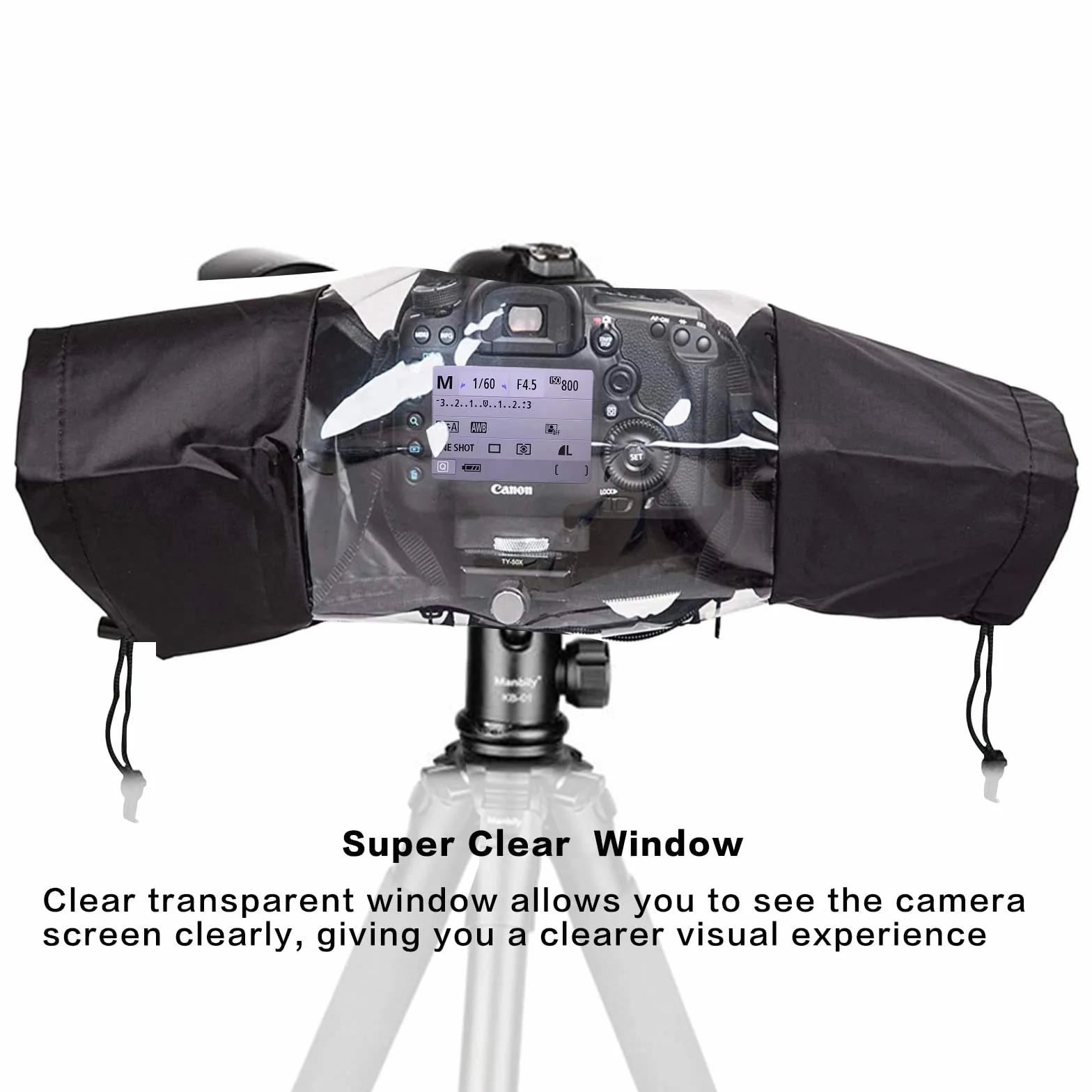 Protection Pluie Appareil Photo, Housse de Pluie pour Appareil Photo avec Fenêtre Transparente et Double Fermeture Éclair, Extérieur PVC, pour Reflex et Hybrides, Objectif Jusqu’à 22 cm