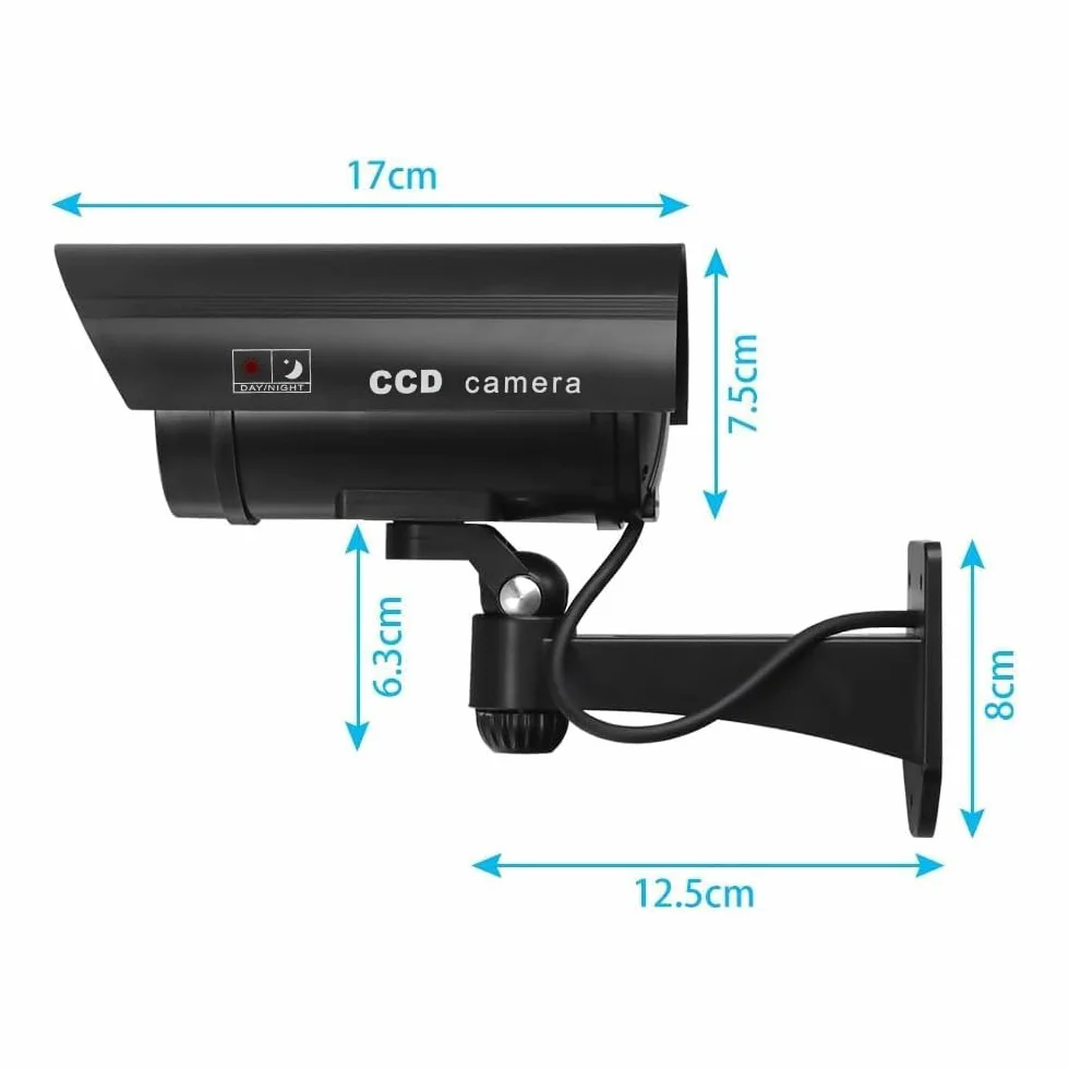 ERWEY Lot de 4 Caméras Factices pour Extérieur & Intérieur, Fausse Caméra de Surveillance CCTV avec LED Clignotante (4Pcs Noir)