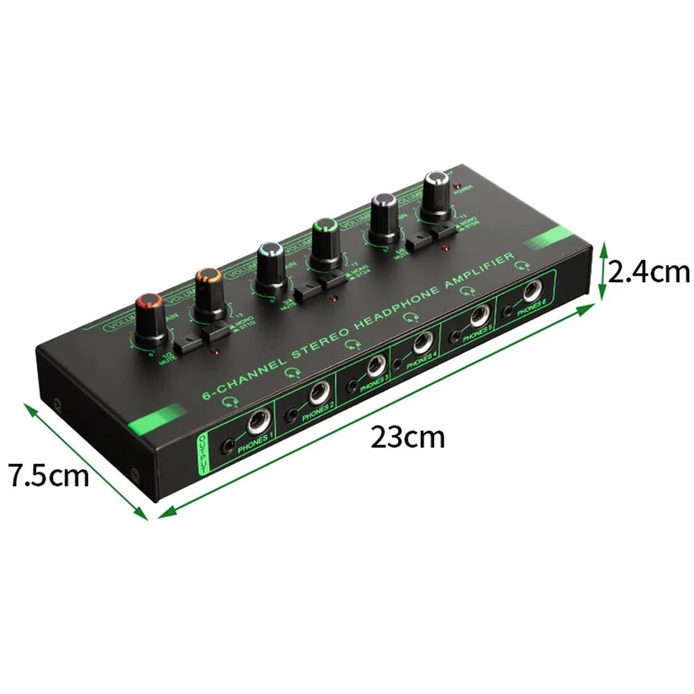 6 Canaux Mini Amplificateur Casque HA400 Amplificateur Audio StéRéO Ultra-Compact Ampli éCouteurs pour la Musique