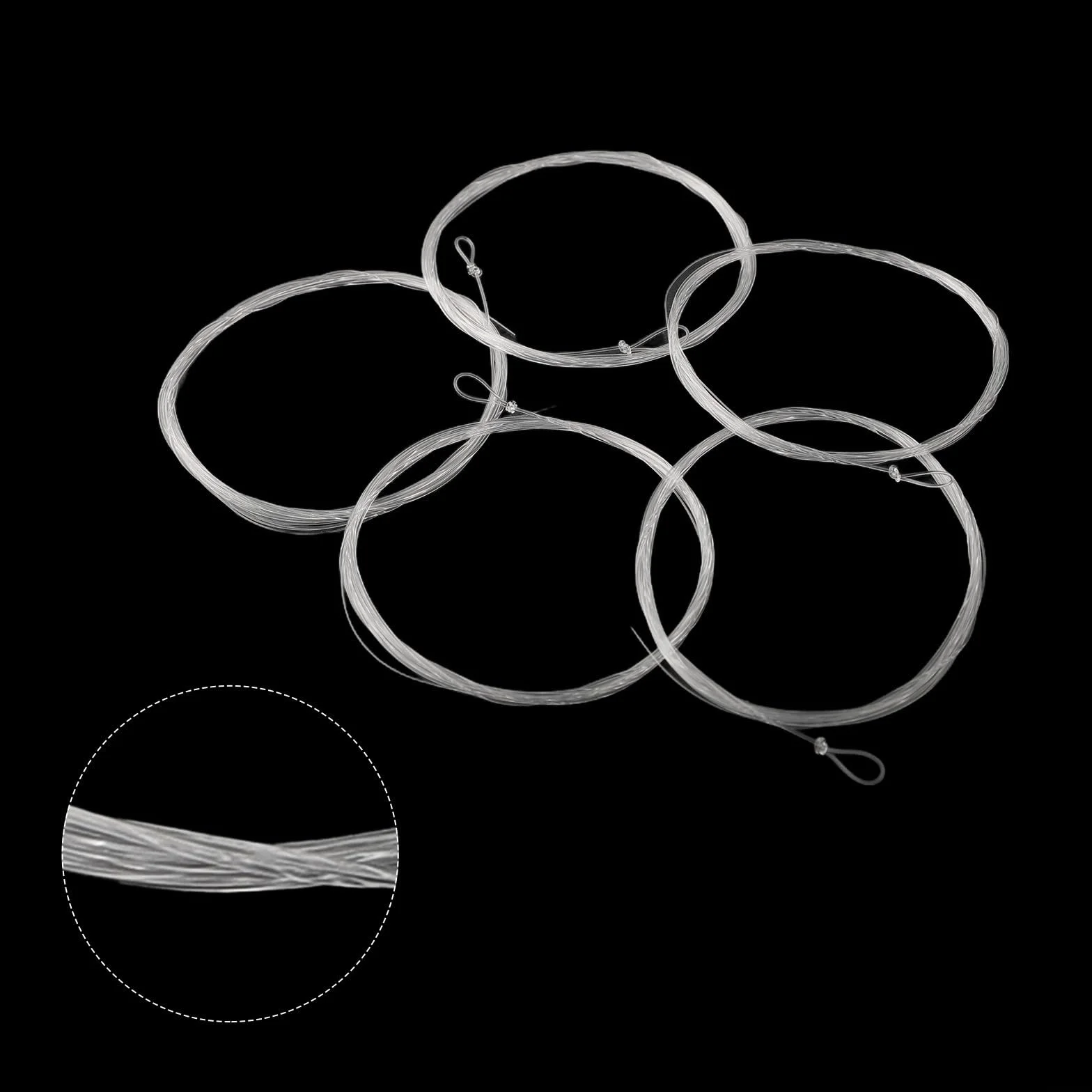 Lot de 5 bas de ligne pêche mouche fuselés nylon 2,7 m boucle fixation transparent