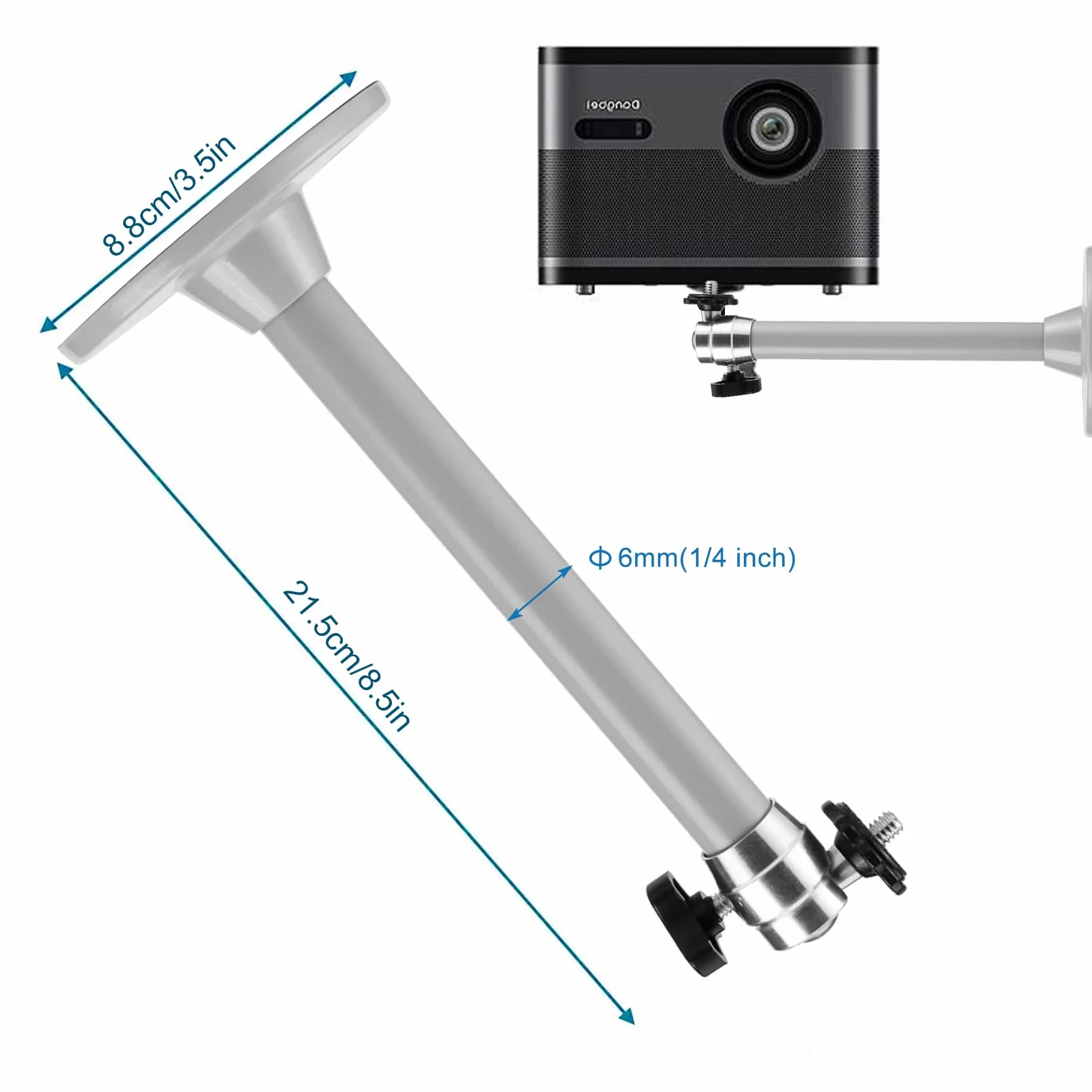 Support de Plafond Videoprojecteur Universel, Rotation 90° 360°, Aluminium