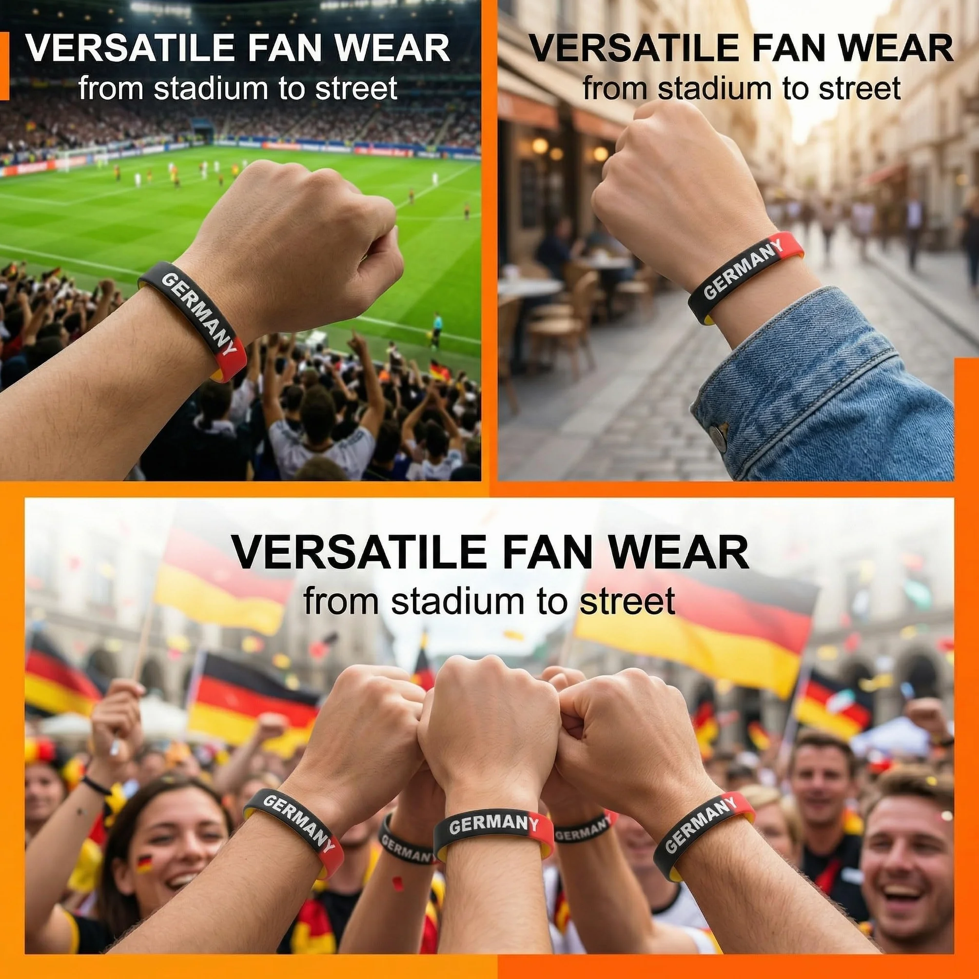 Bracelets en silicone Allemagne 2026 Coupe du monde supporter football sport souvenirs robustes durables