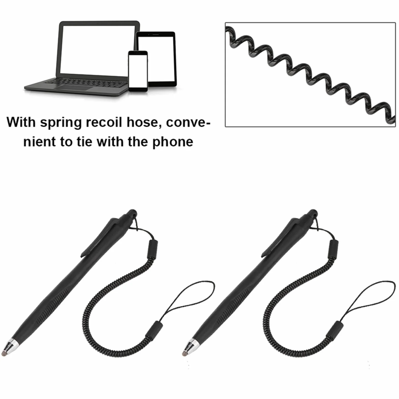 Stylet pour Écran Tactile Résistif 2 Pcs Stylet Résistif avec Cordon Rétractable pour Tablette de Téléphone PC, 12.6cm