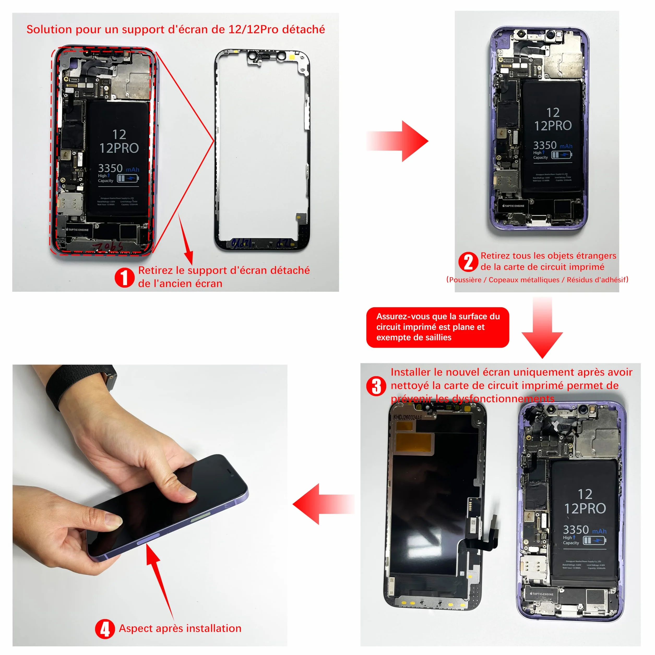 Brinonac Écran pour iPhone 12/12 Pro, 6,1" LCD Retina Full HD Tactile Digitizer Remplacement Assemblage avec Outils de Réparation