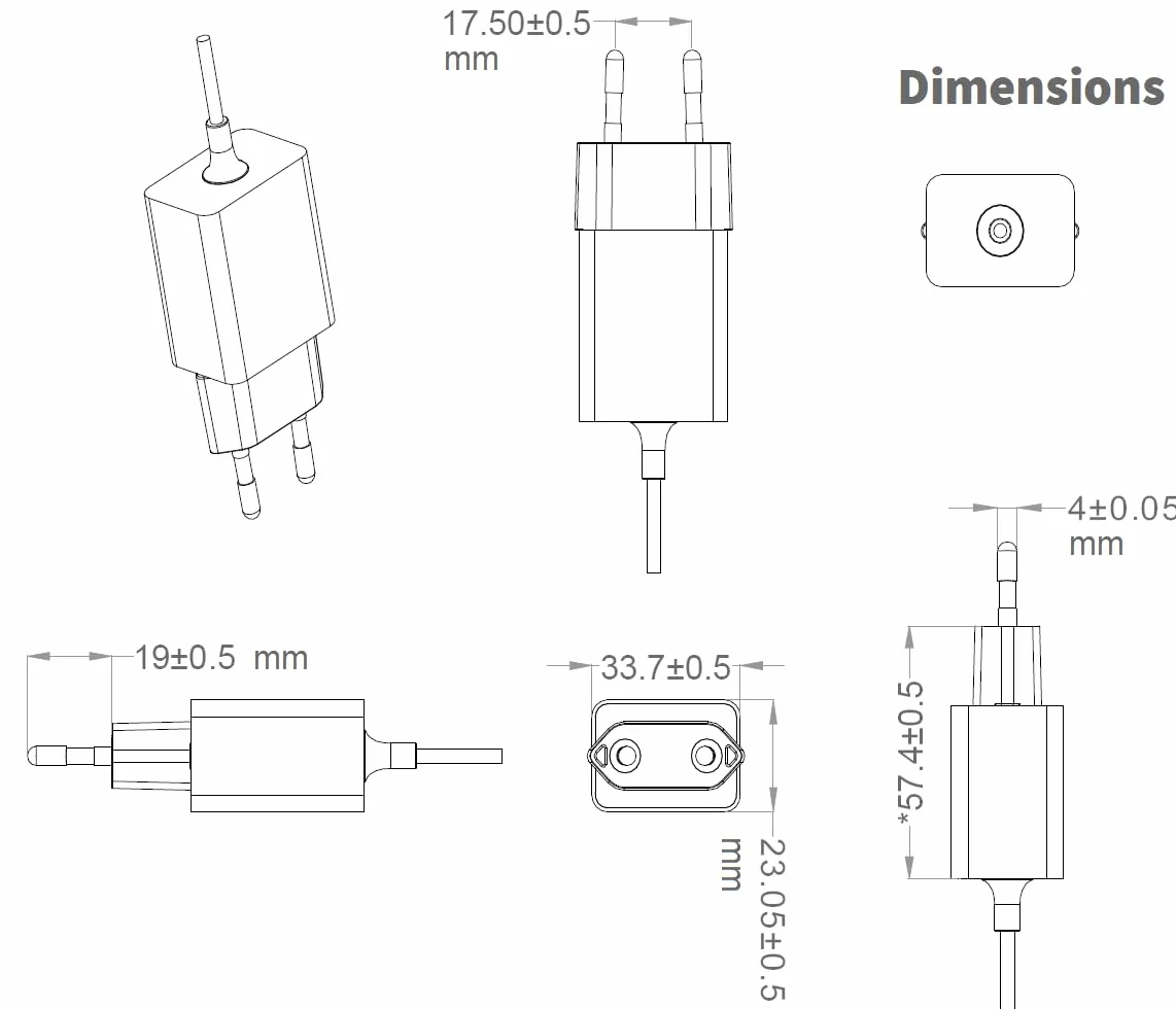 HN-Power 5V / 2A Bloc d'alimentation Compatible pour Yealink, Snom, Fanvil, Grandstream et d'autres téléphones IP - Adaptateurs étroits et économie d'énergie