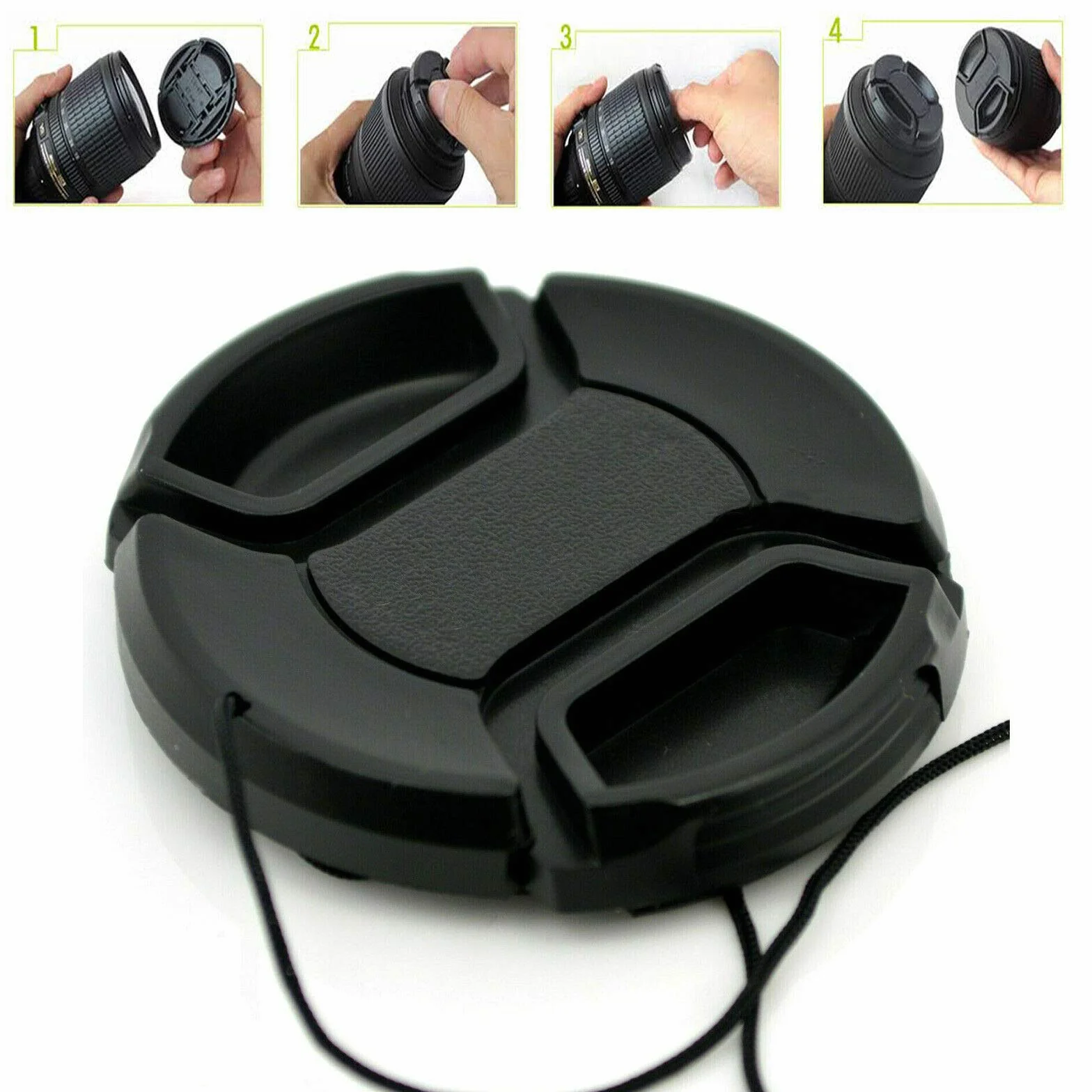 Camera Lens Cap, Ø 46 mm in Diameter, Clip Protection Cap, Compatible with Nikon, Canon, Sony, Sigma, Tamron, Olympus, Fujifilm, Universal Camera Cover