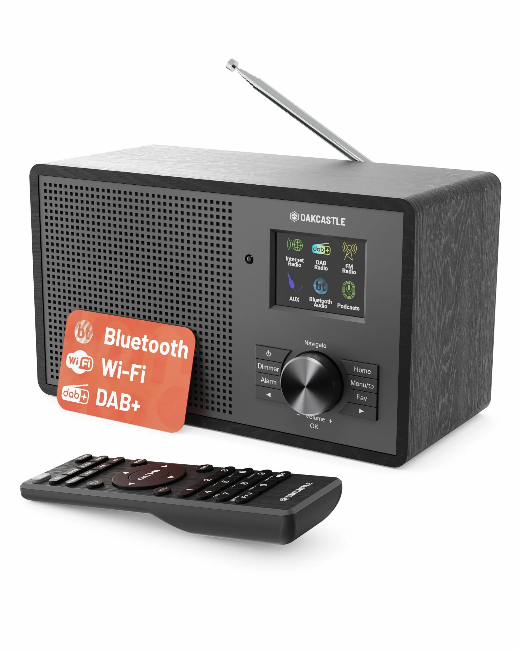 OAKCASTLE IR200 Radio Internet WiFi DAB+ FM Bluetooth 5.3 avec 90+ Préréglages et Télécommande