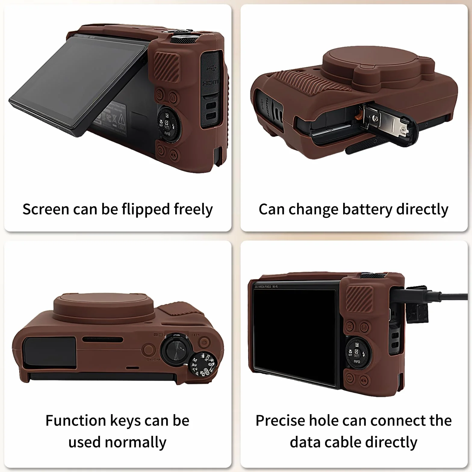 MUZIRI KINOKOO Étui en silicone compatible avec appareil photo numérique Canon Powershot SX740/SX730 HS - Housse de protection en caoutchouc souple avec couvercle d'objectif amovible - Antidérapant et