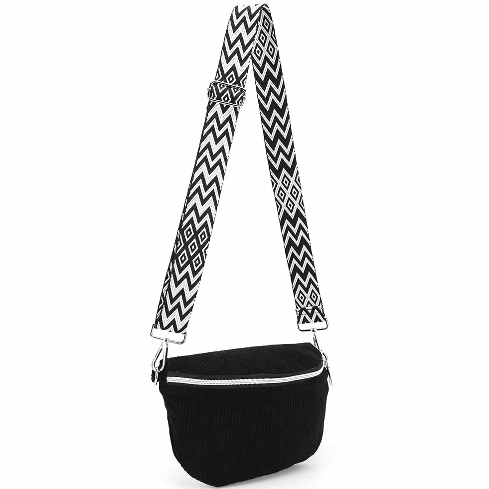 Sac banane en velours côtelé avec sangle réglable, sac de poitrine pour homme et femme