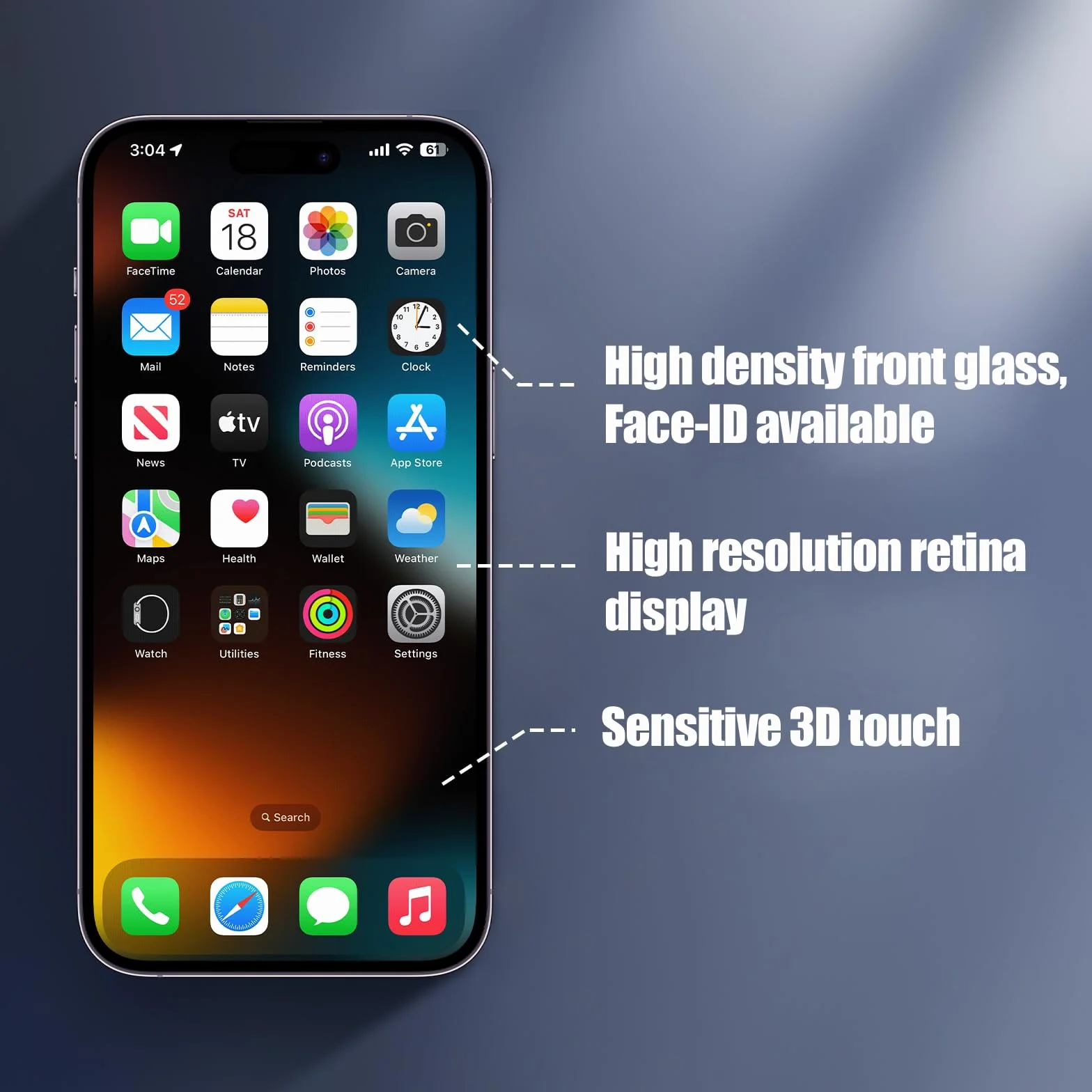 pour iPhone 14 Pro Remplacement de l'écran LCD 6,1 Pouces Assemblage du numériseur de l'écran Écran Tactile,avec Outil de réparation de l'assemblage du Cadre