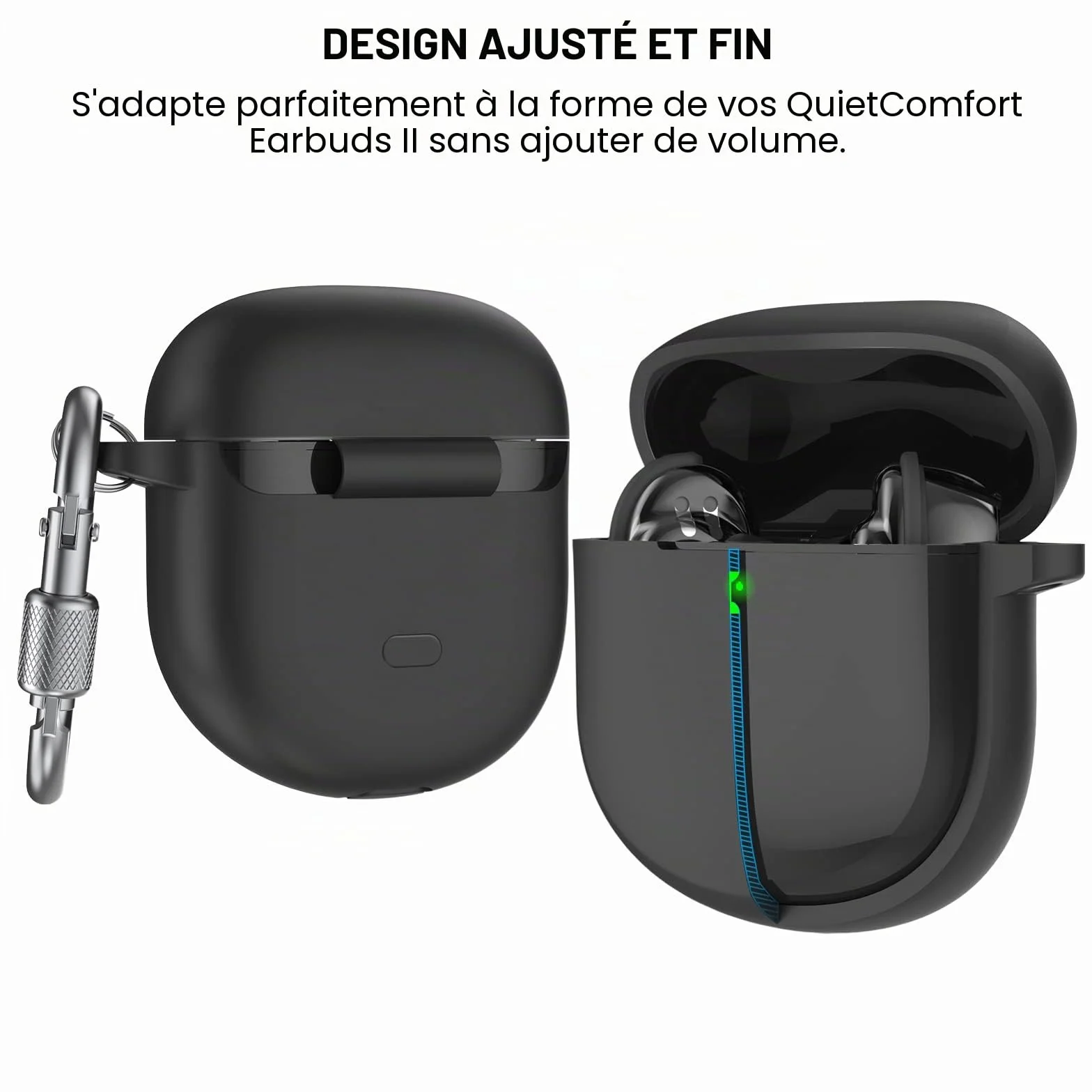 Coque Silicone pour Bose QuietComfort Ultra Earbuds II 2023 - Étui Protection Anti-Rayures Antichoc Noir