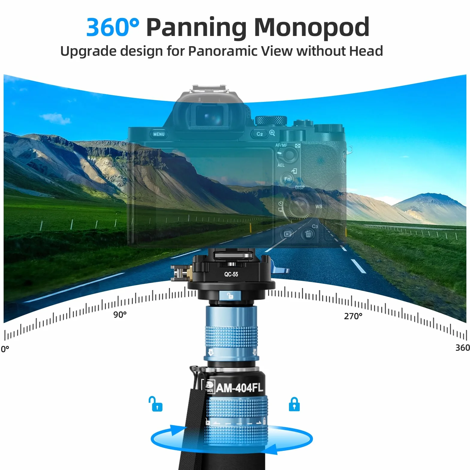 SIRUI Monopode de voyage professionnel en aluminium 192,5 cm charge maximale 15 kg compatible avec appareils photo