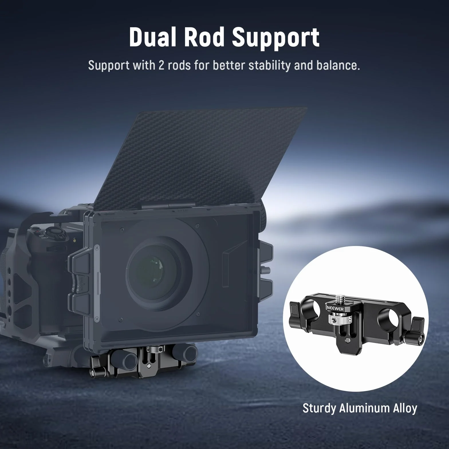 NEEWER Support de boîte Mate, LWS 15 mm à Double Tige avec vis de 6,35 mm et réglage Vertical de 22 mm, Compatible avec SmallRig Neewer Mini Matte Box, PG013