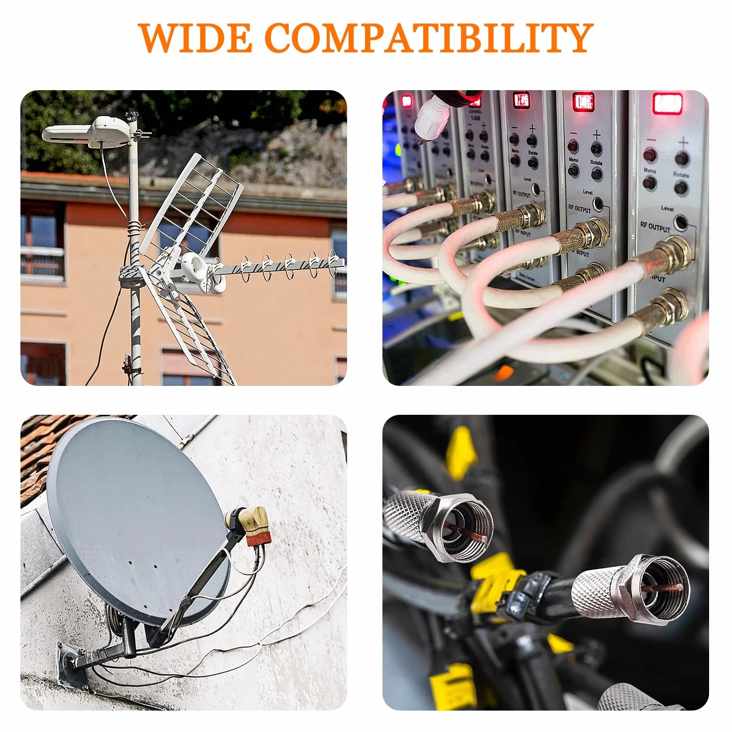 Connecteurs à Vis de Type F pour Câble Coaxial RG6, Argent, 10 Pièces