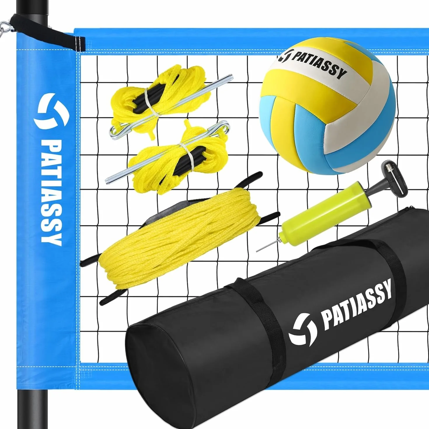 Filet de Volleyball Professionnel Plein Air 9.75M x 0.9M avec Poteaux Acier Hauteur Réglable