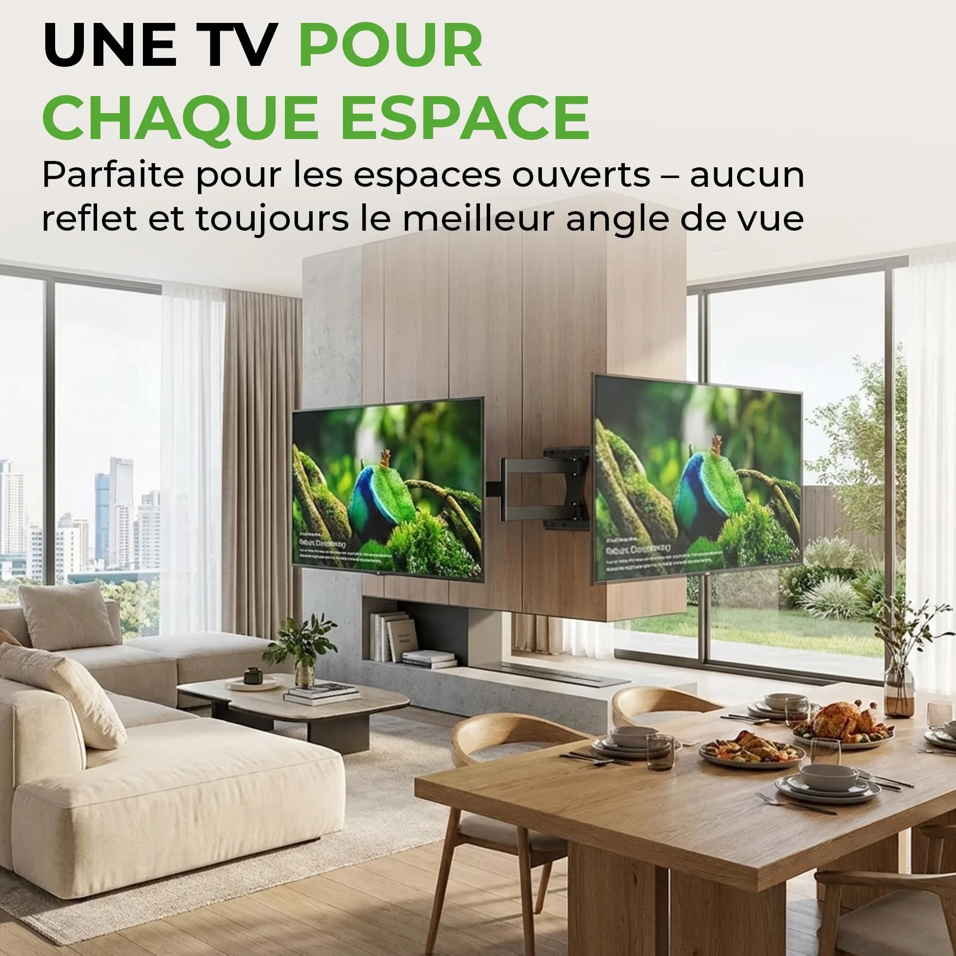 TiTon 120 cm - Support Mural TV - 40 kg - VESA 400x400 - Fixation Murale TV de 42 Pouces à 75 Pouces - Kit Complet d’Installation Inclus