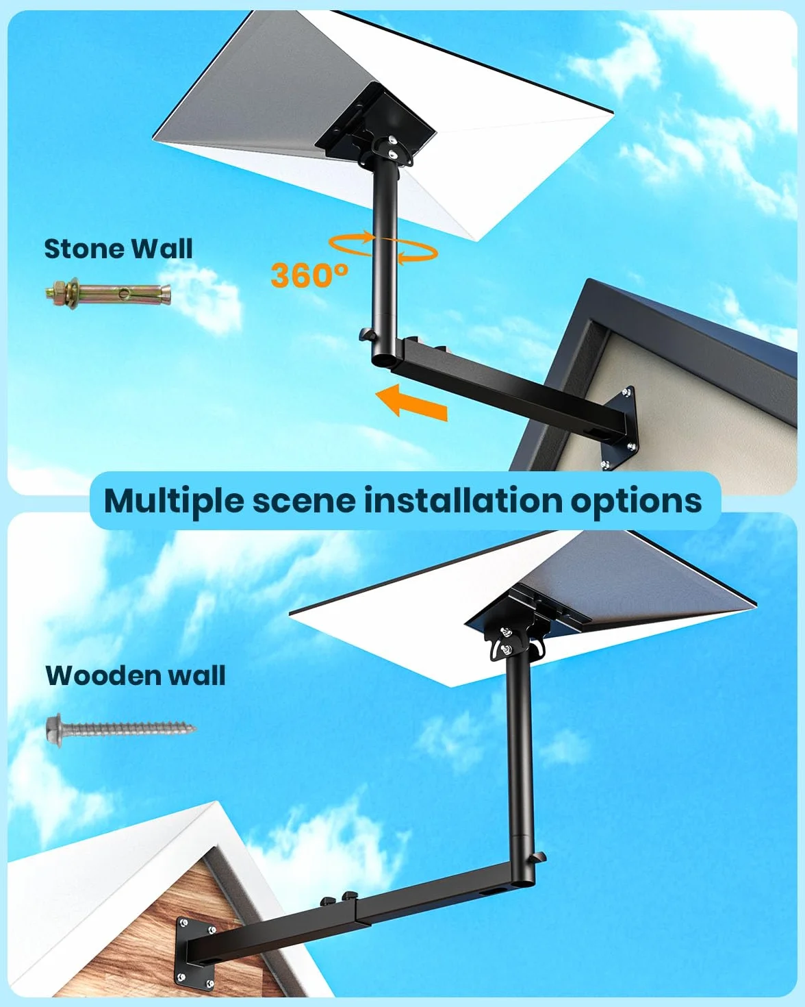 Support Starlink Gen 3 réglable à 360°, Support de mât Starlink avec adaptateur de tube Starlink Gen 3, Kit de montage mural long Starlink