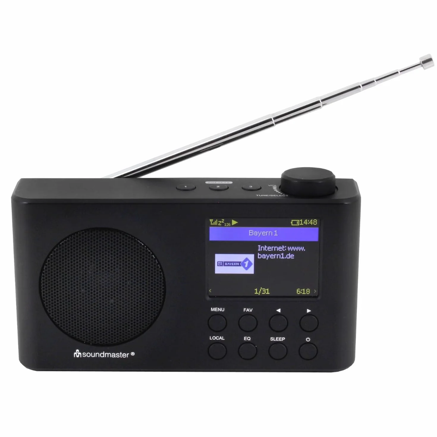 Soundmaster IR6500SW - Radio Portable avec Radio Internet WLAN, Radio Dab/FM-RDS, Réception Bluetooth, Lecteur Réseau UPnP, 50 Mémoires Favorites, Batterie Rechargeable.