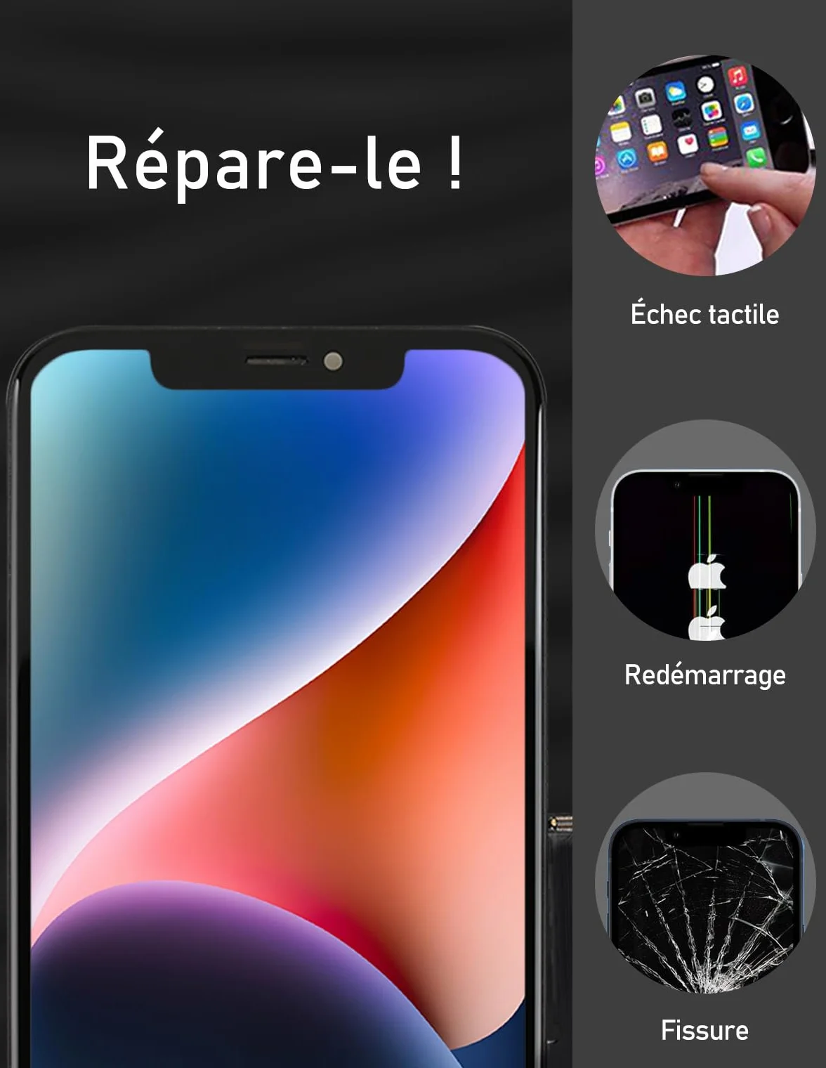 bokman Écran pour iPhone XS Max (6,5"), Écran LCD de Rechange et Numériseur Tactile avec Kit d'Outils de Réparation, Remplacement Vitre Avant (Modèles A1921, A2101, A2102, A2103, A2104)