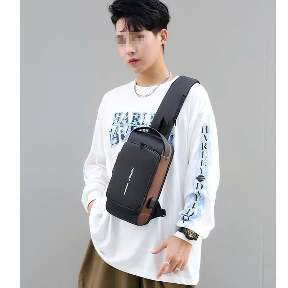 Sac à bandoulière de voyage imperméable pour cyclisme avec serrure à combinaison antivol et port de chargement USB
