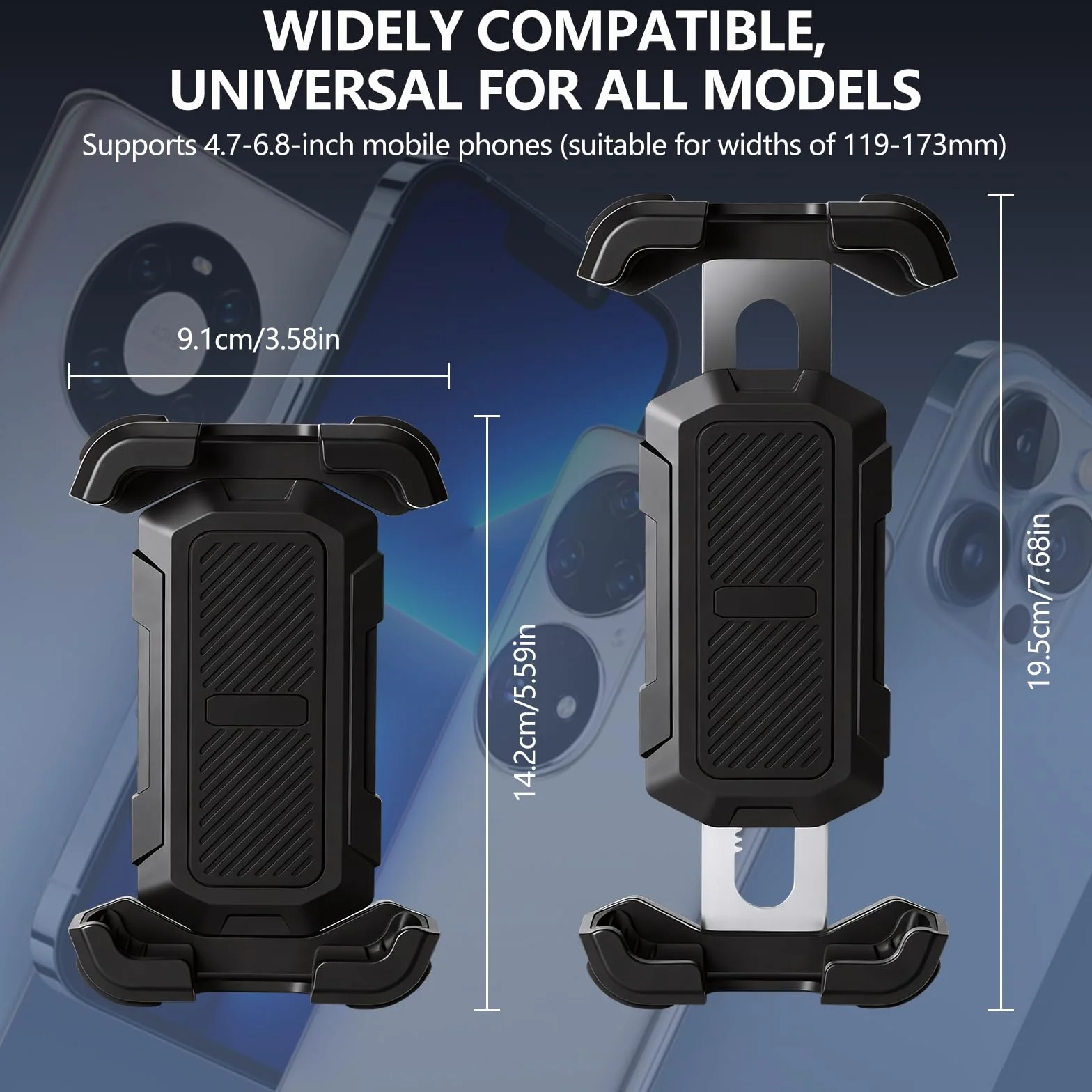Hossom Support Téléphone Moto Anti-Vibration, Support Téléphone Vélo, 360° Pivotant Support pour Guidon pour Moto, Vélo, ATV, Scooter pour iPhone 17 16 15 14 13 Series, Huawei, 4,7-6,8" Smartphone