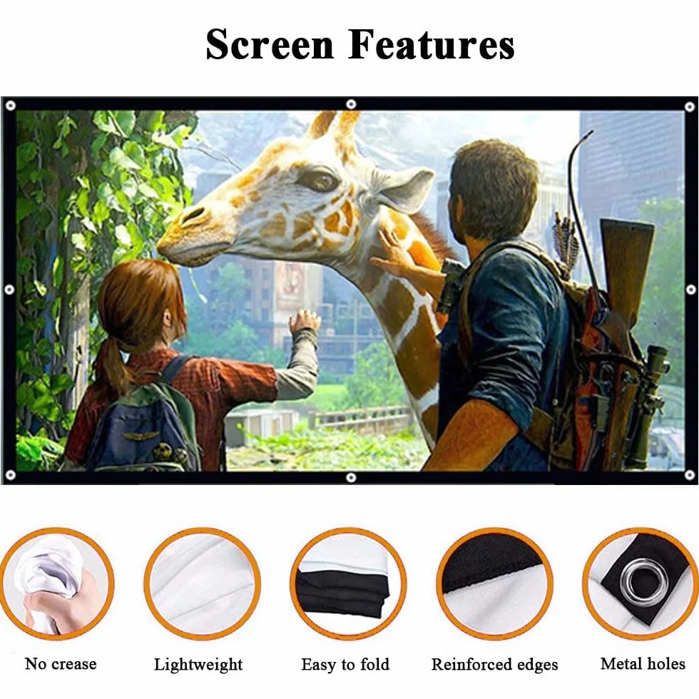 YiYunTE Écran de Projection 60 Pouces 16:9 HD Portable Pliable Extérieur Intérieur