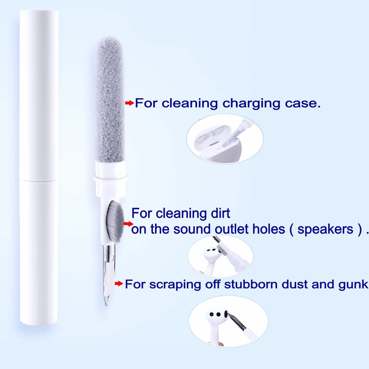 Kit Nettoyage pour Écouteurs sans Fil, Stylo-Brosse Nettoyage pour AirPods Samsung