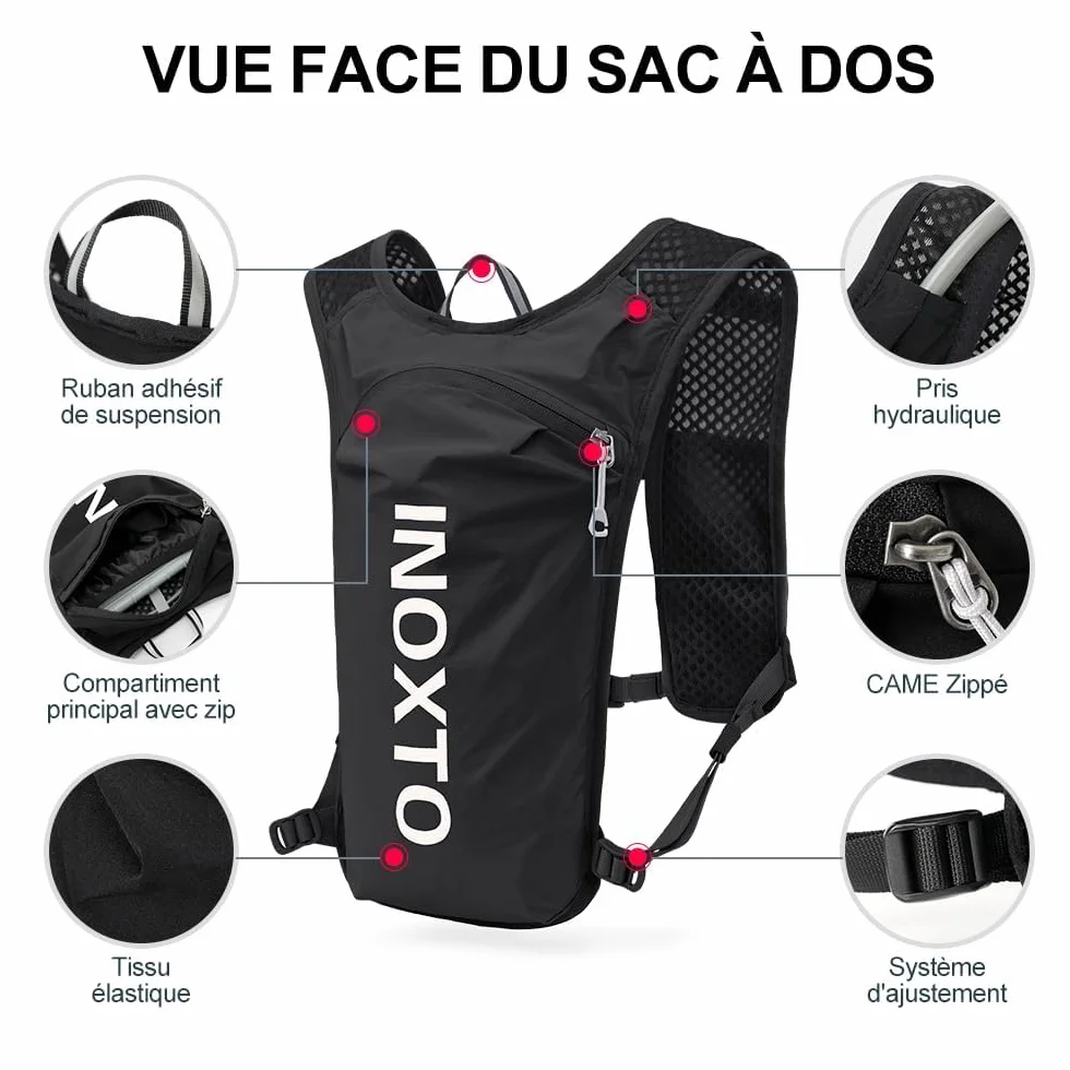 INOXTO Sac d'hydratation léger 5L Randonnée Marathon Cycliste Alpinisme