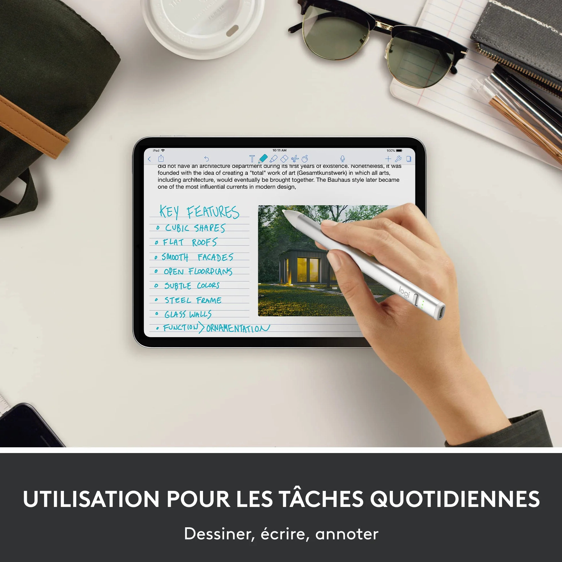 Logitech Crayon Stylet numérique pour iPad 2018 et ultérieures avec Technologie Apple Pencil - Argent/Orange