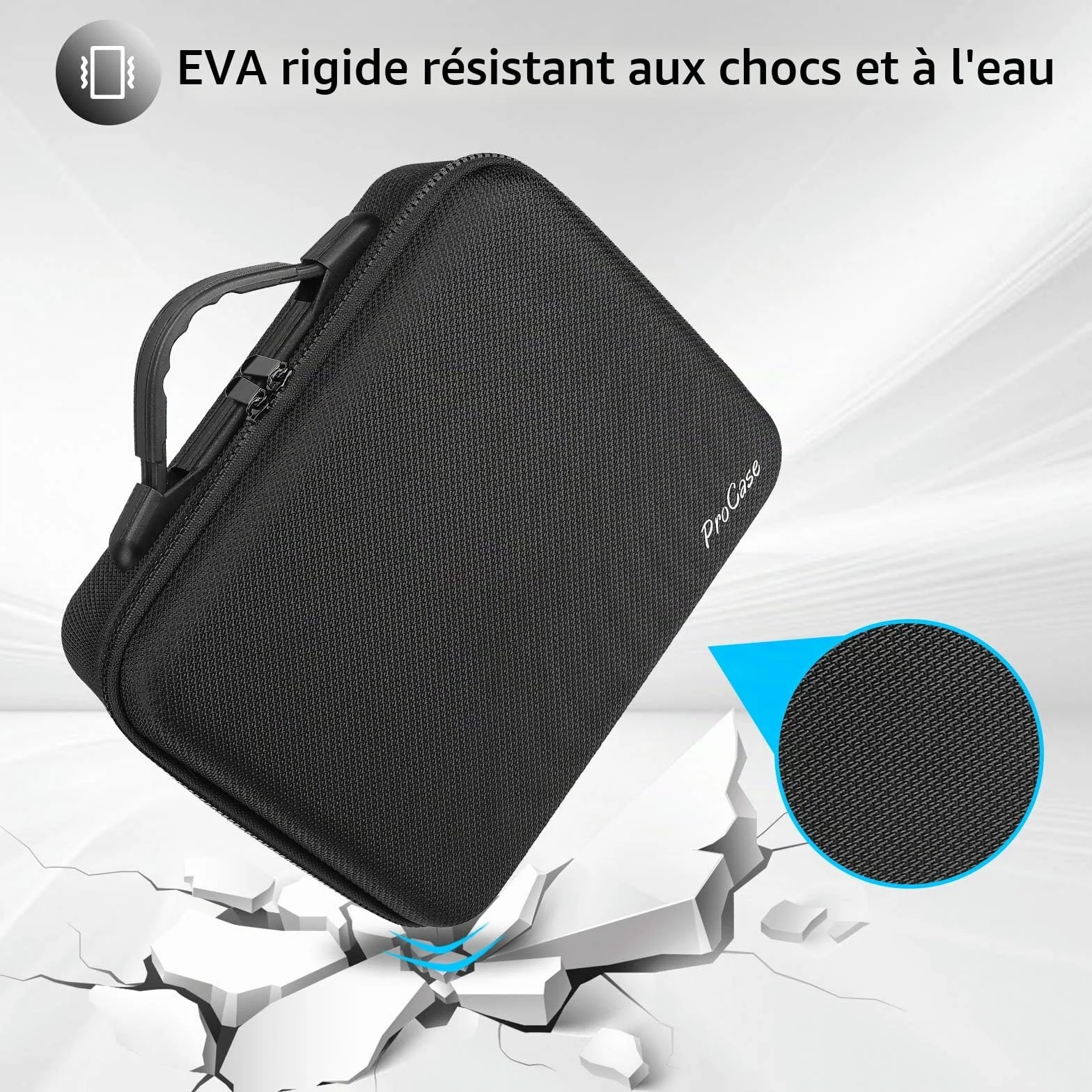 ProCase Étui Sac pour DJI Mini 4K/ Mini 2/ Mini 2 Fly/Mini 2 SE, Housse de Protection Étanche, Drone Sac de Voyage Coquille Dure pour DJI Mini 4K Accessiores -Noir