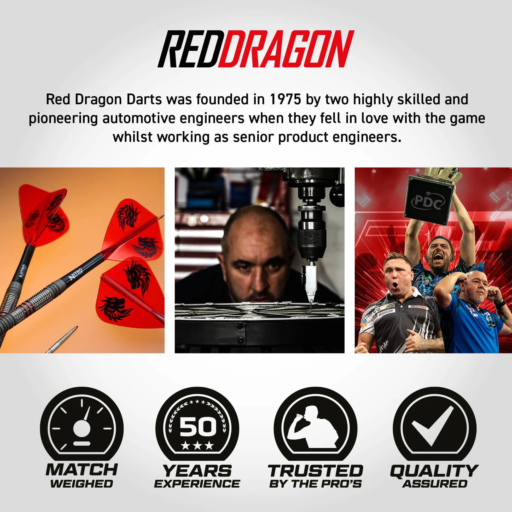 RED DRAGON Fléchettes Nitro Flite Système Flight & Shaft Intégré Jonny Clayton The Ferret Noir Orange Moyenne