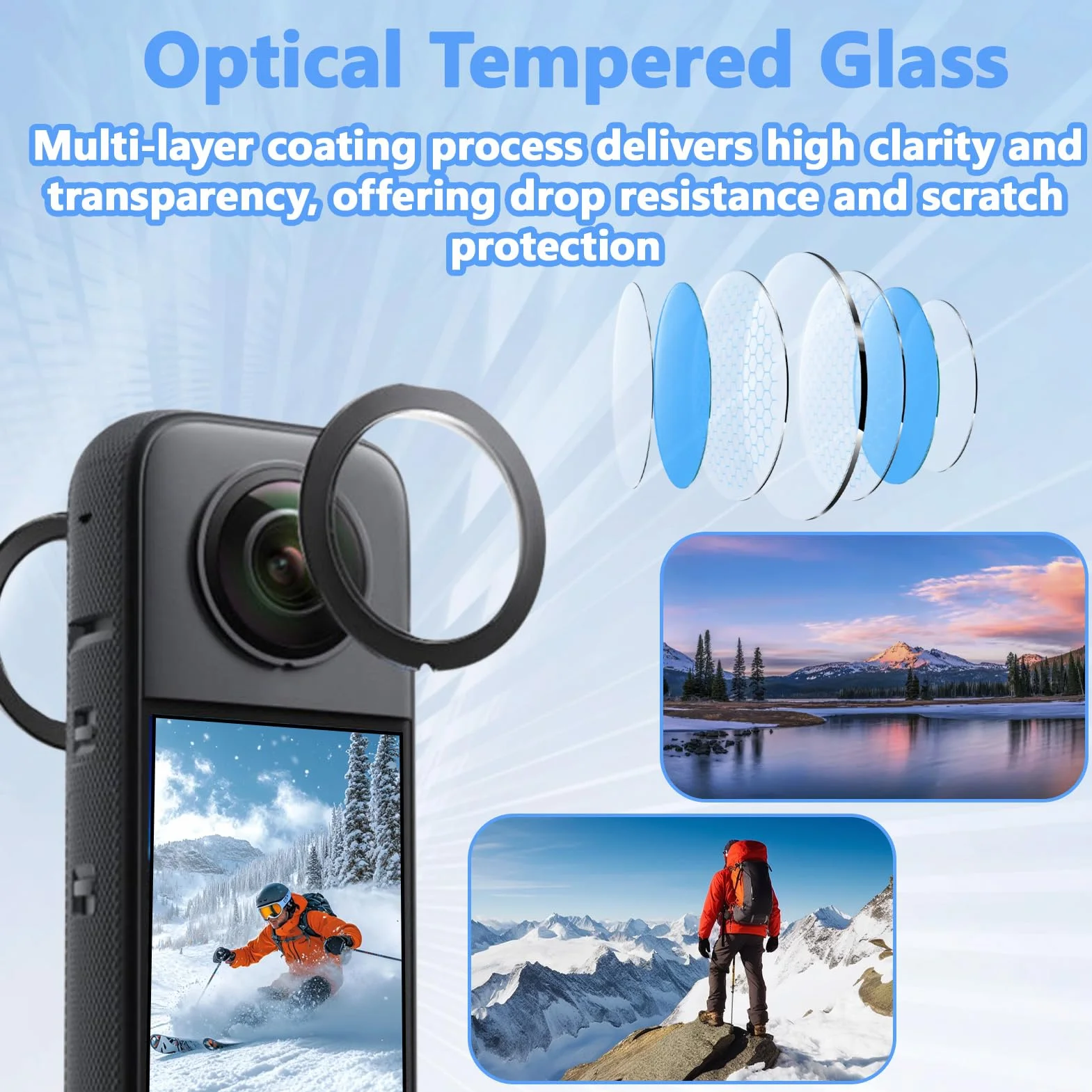 Protecteurs de Lentille Panoramique pour Insta360 X3, Protège Objectif en PC Double, Lentilles de Protection Insta 360 X3 Accessoires, Anti-Rayures et Anti-Poussière, Facile à Installer
