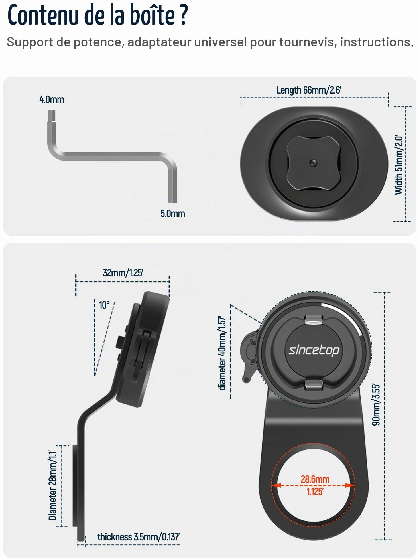 sincetop Support Telephone Velo, Porte Smartphone Vélo pour Guidon et Potence de vélo de Montagne, Fixation/Détachement Rapide pour VTT/Vélo de Route【Sér. C-1re gén.】