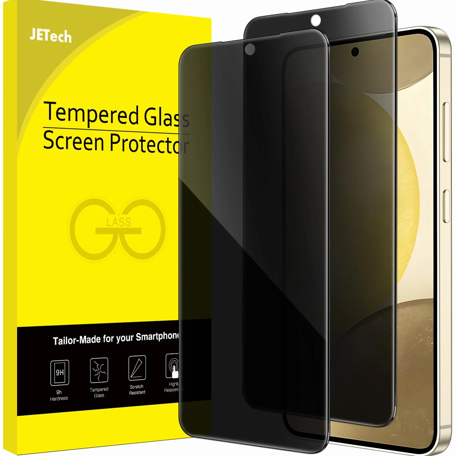JETech Protection Anti-Espion Verre Trempé pour Samsung Galaxy S24 5G 6,2 Pouces, Lot de 2