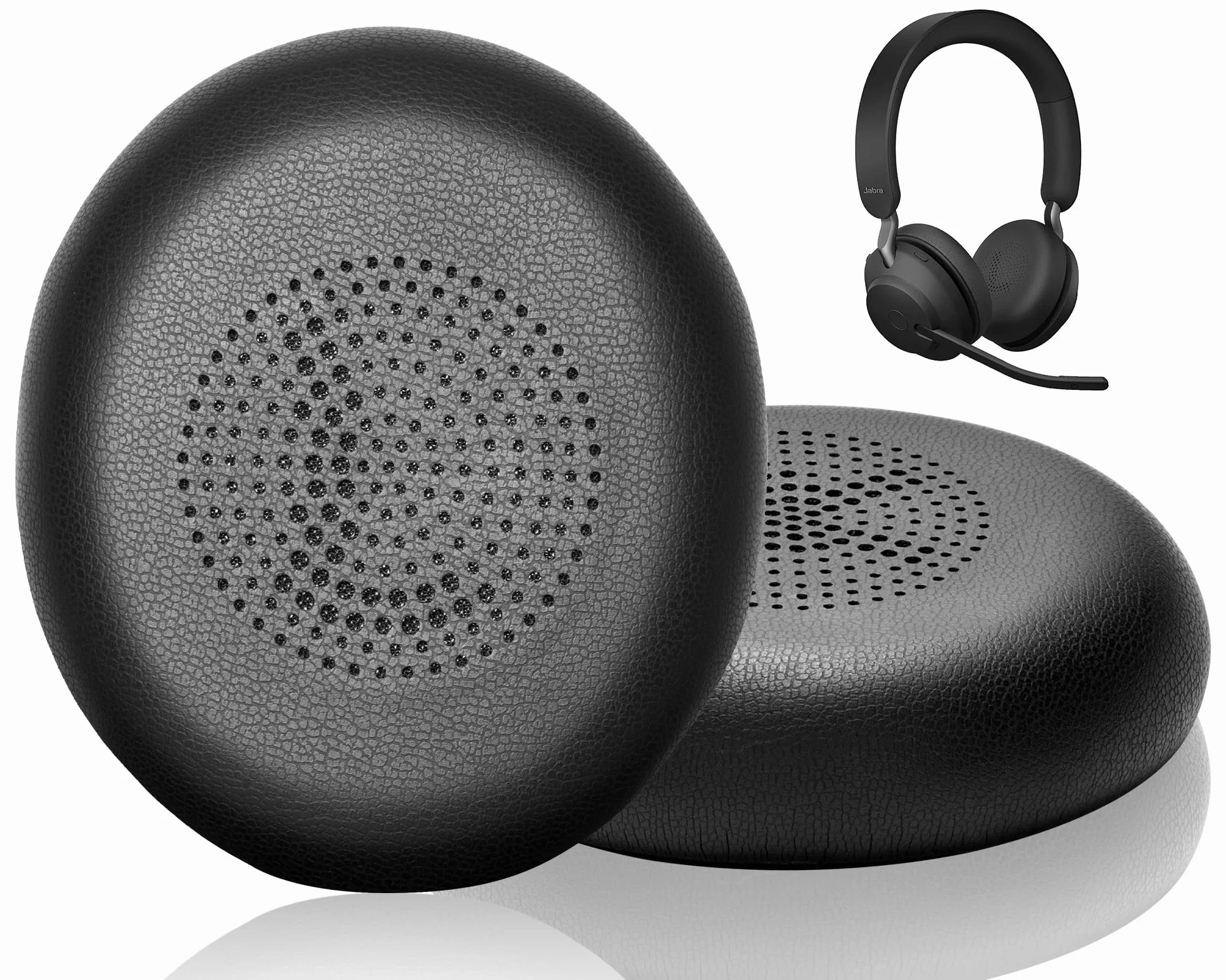 Coussinets pour Jabra Evolve2 65, Evolve2 40, Elite 45h Casque Supra Auriculaire sans Fil, Mousse Casque Coussin en Cuir protéiné, Noir