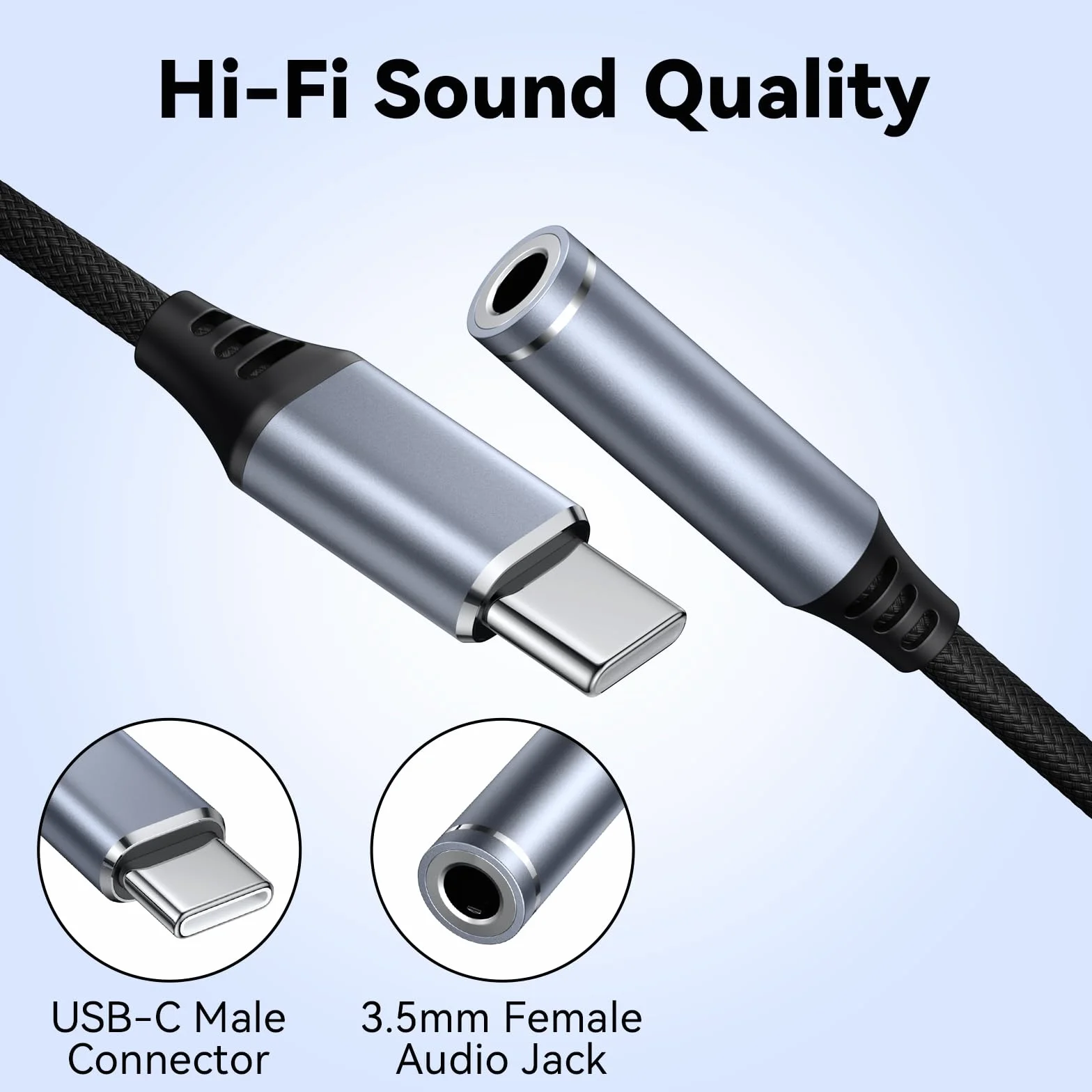 Adaptateur USB C Jack 3,5mm, Convertisseur USB-C vers Casque Compatible Samsung Galaxy, MacBook Pro, Huawei, Honor (Noir)