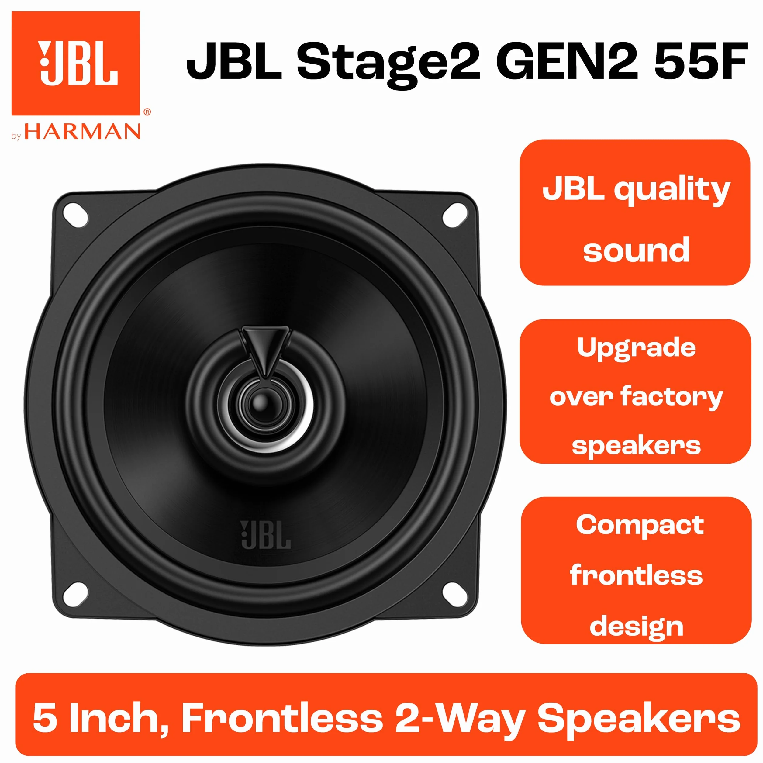 JBL Stage2 Haut Parleur Voiture Coaxiaux 130mm 50W RMS 400W Max Paire