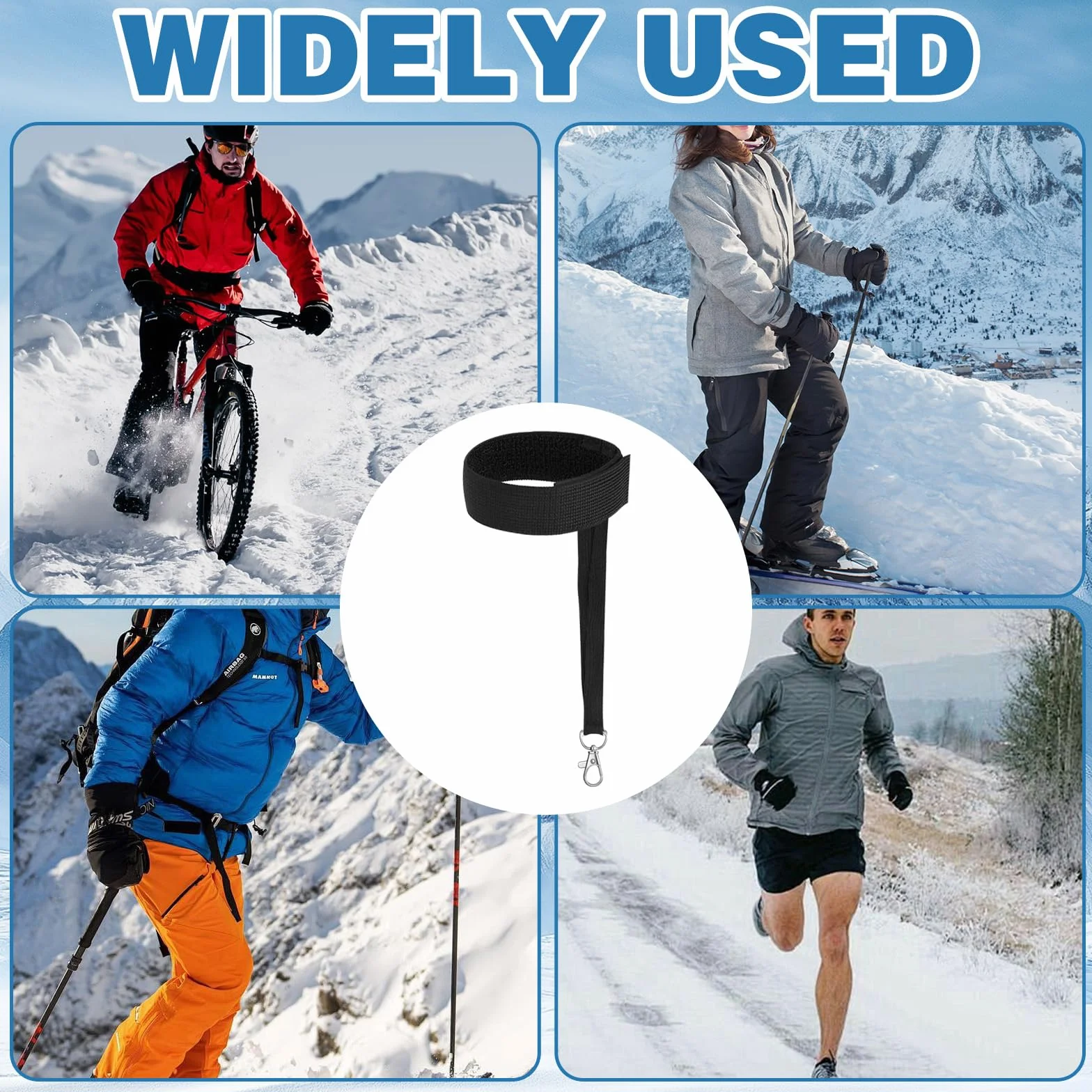 Gants de Ski d'hiver 4 pièces avec dragonne élastique pour Hommes Alpinisme Snowboard Plein air
