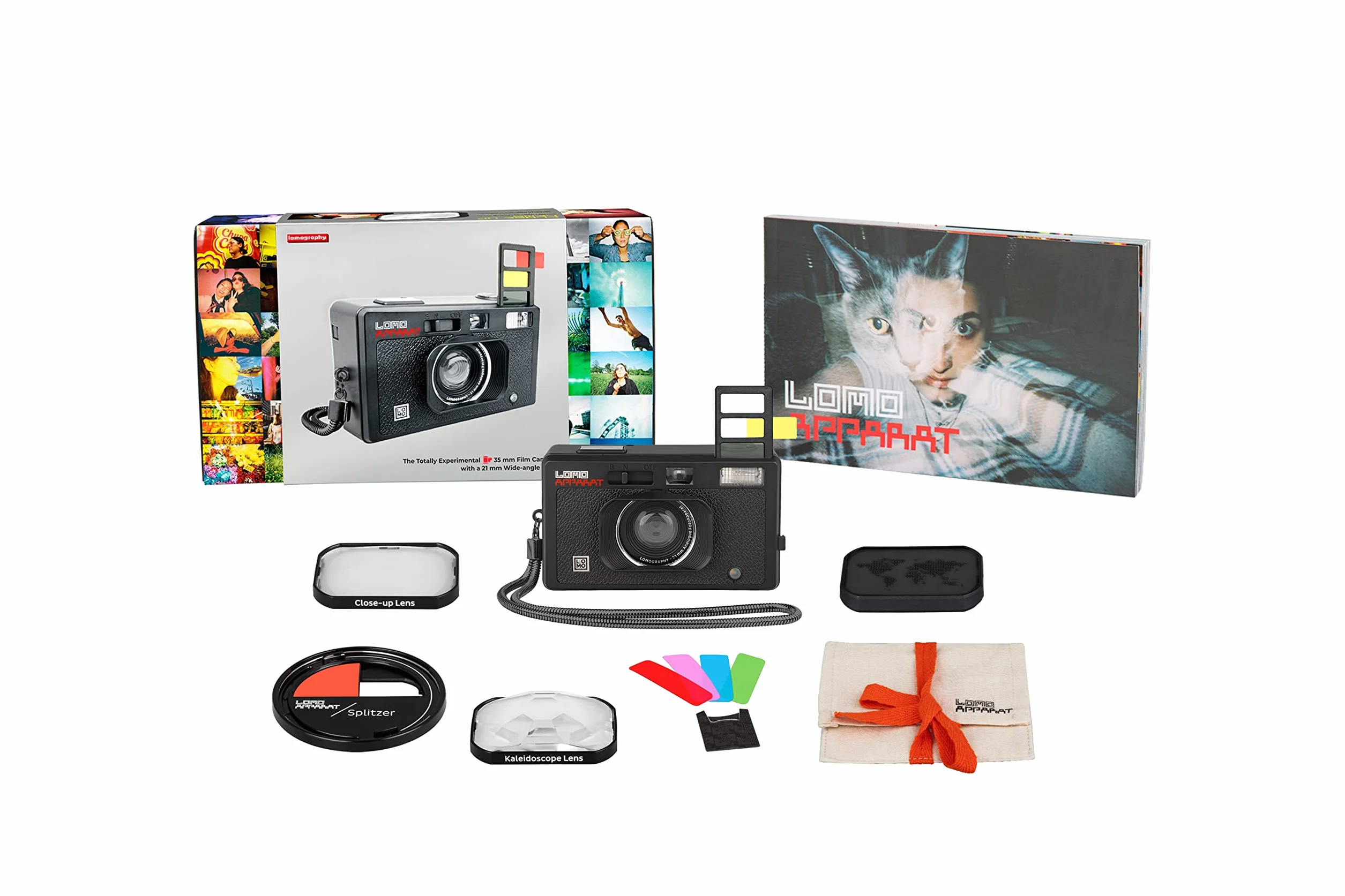 Lomography LomoApparat Appareil photo grand angle 35 mm, flash et filtres couleur intégrés, objectif kaléidoscope, objectif gros plan, splitzer, exposition multiple, longue exposition