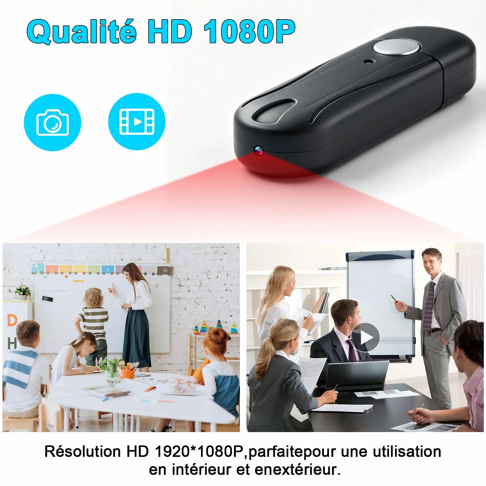 Caméra Espion,Mini Camera Cachée sans Fil Clé USB,Mciro HD 1080P Caméra de Surveillance avec Détection de Mouvement aux pour Réunions et à Une Utilisation en Activités en Plein air