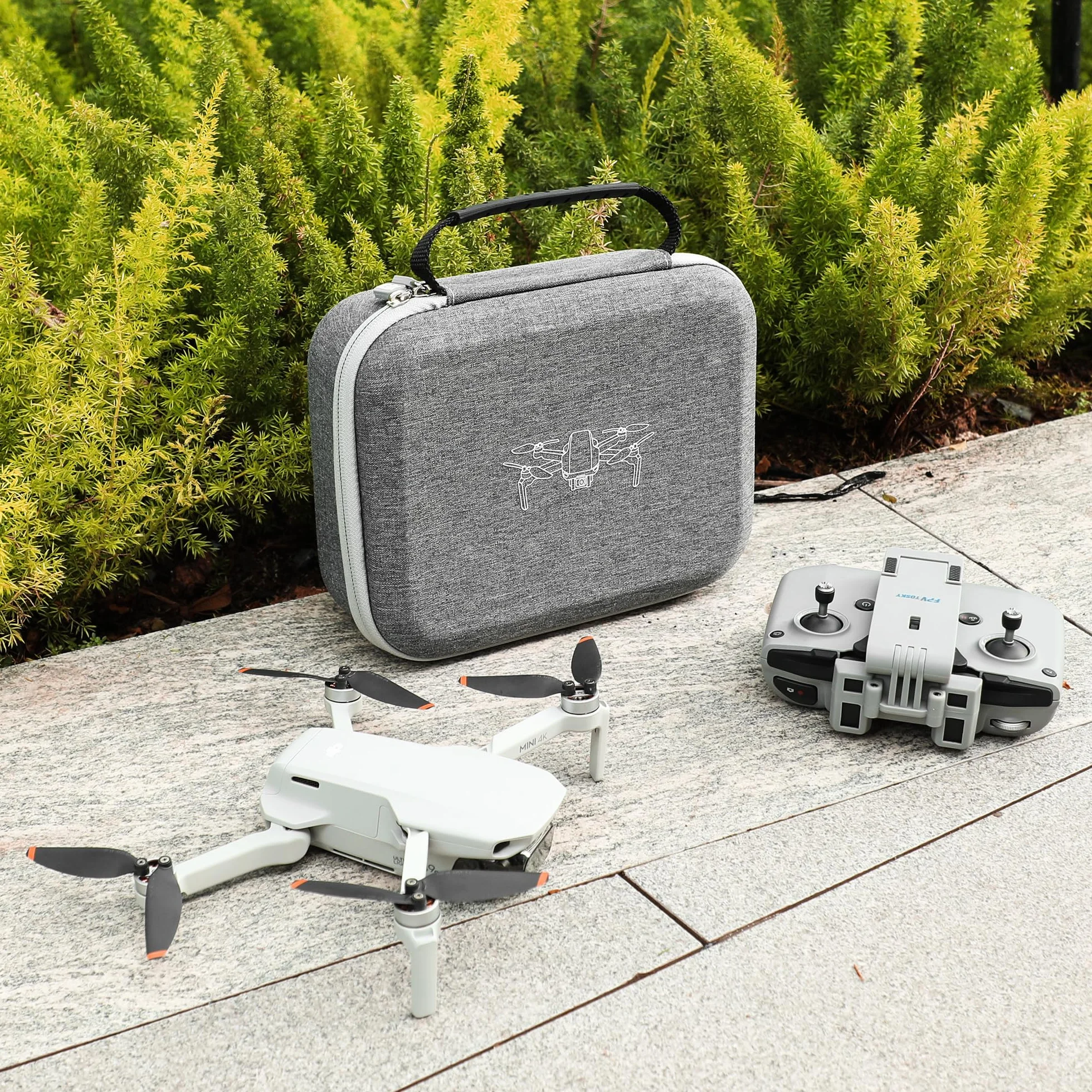 FPVtosky Mini 4K Étui Rigide, Sac de Transport pour DJI Mini 4K/ 2/2 SE Drone Accessoires avec 2 x Joysticks, 1 x Supports d'hélice et 1 x Protecteur de Joystick, Gris