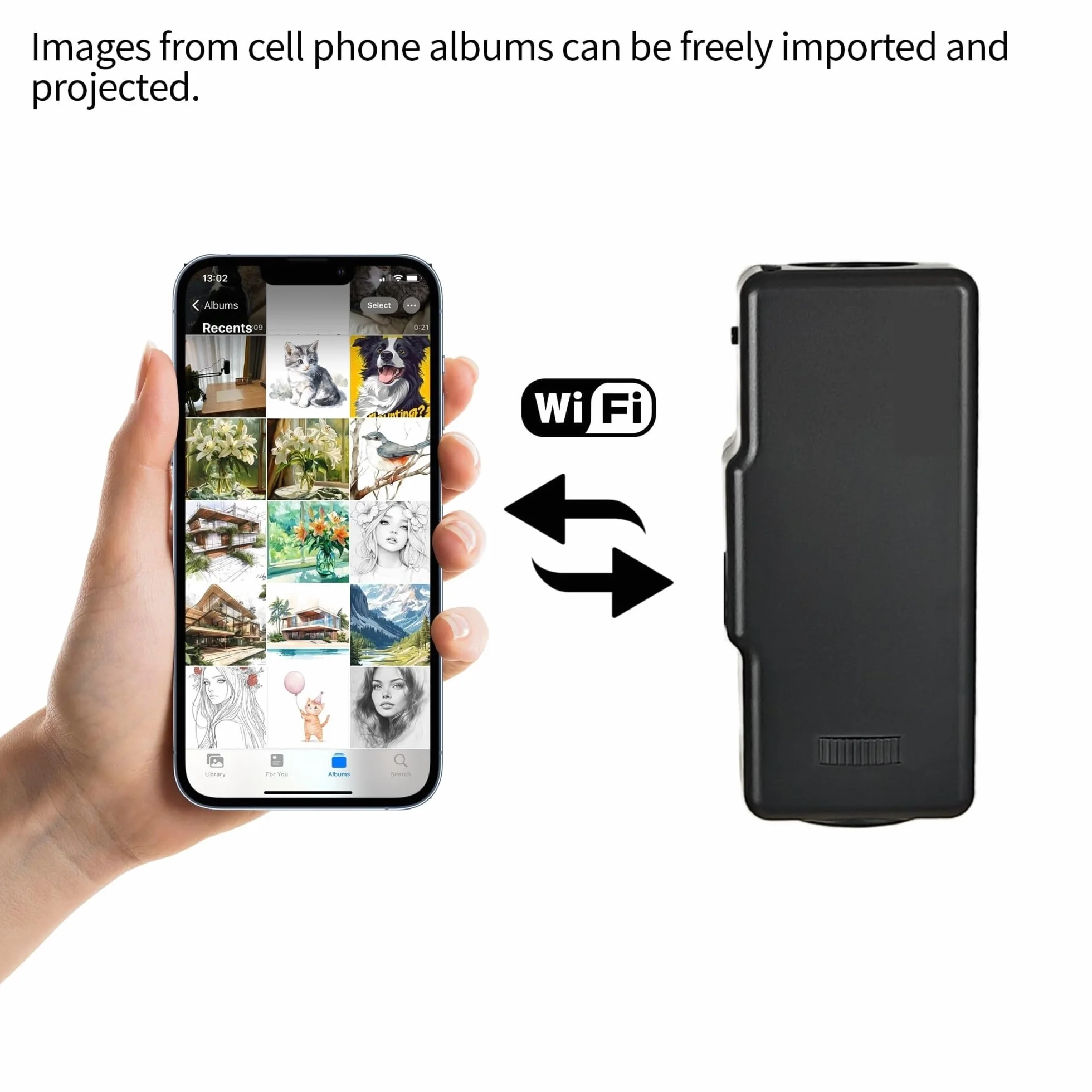 Projecteur de Dessin Intelligent Portable avec Support, pour Bureau/Toile/Mur, USB/Smartphone, Télécommande, Blanc 1.95m