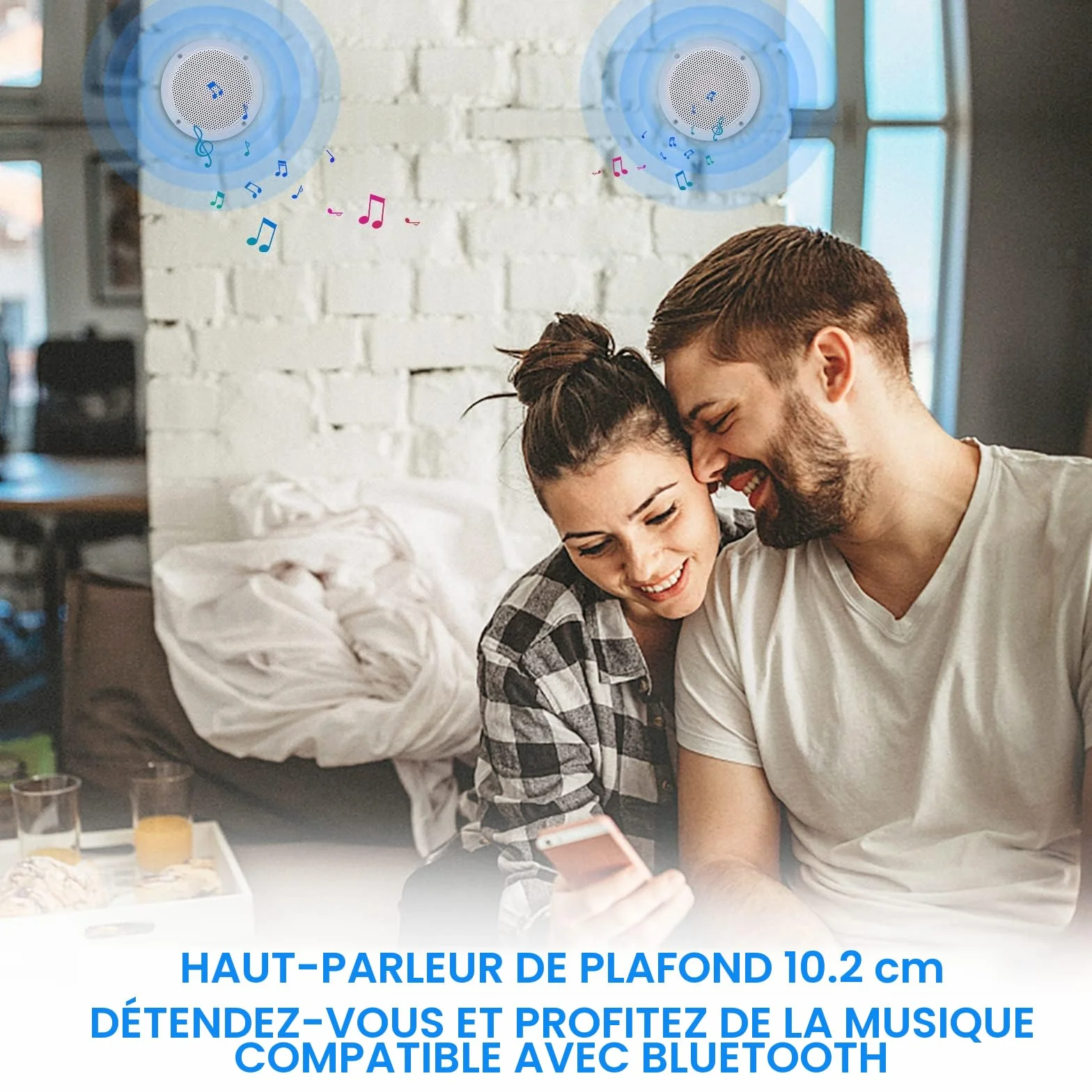 Herdio Kit de Haut-Parleur de Plafond Bluetooth Étanche