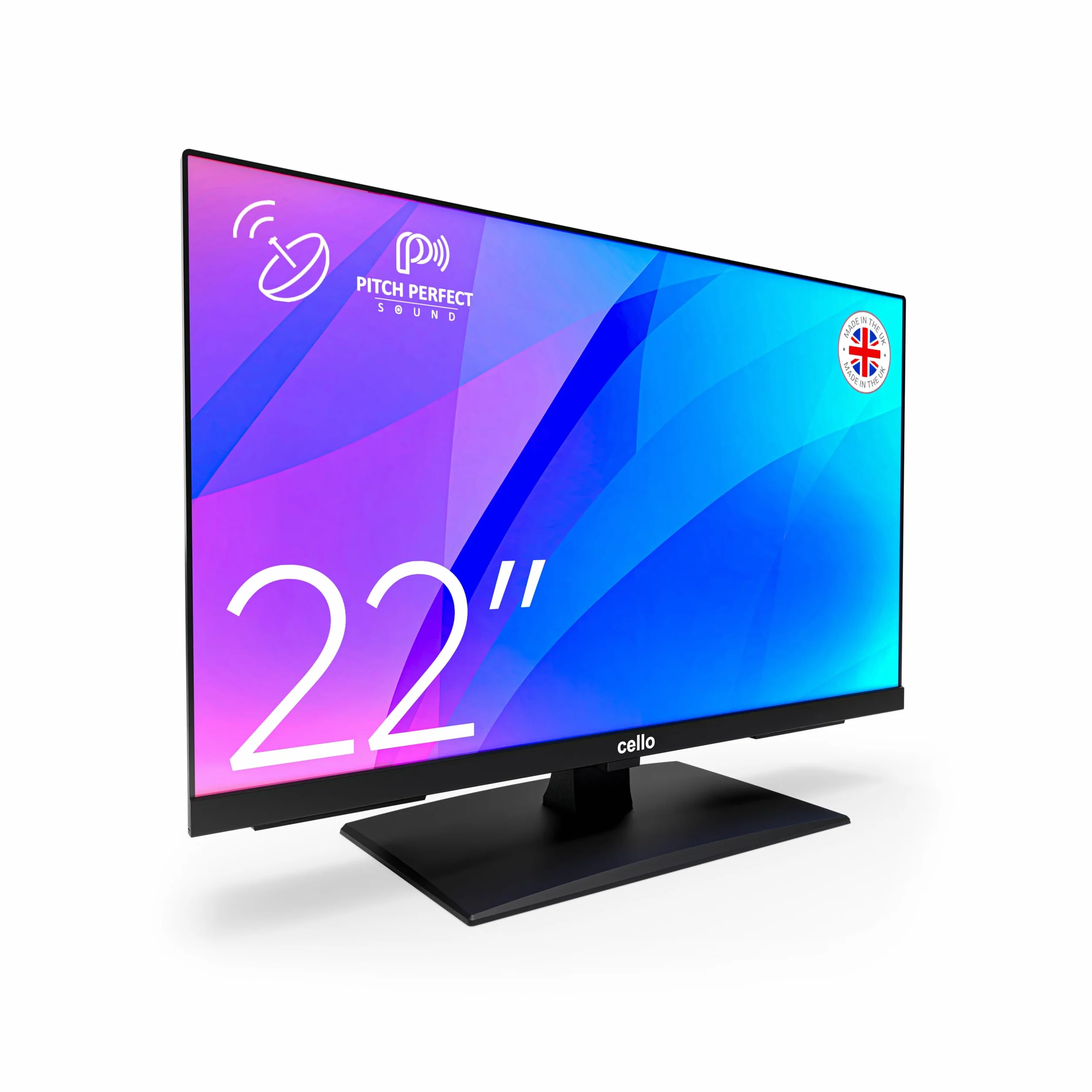 Cello C2224SH 22" Full HD LED TV mit Rahmenlos Triple Tuner (DVB-C/-S2/-T2) Pitch Perfect Sound Ideal für Kleine Räume